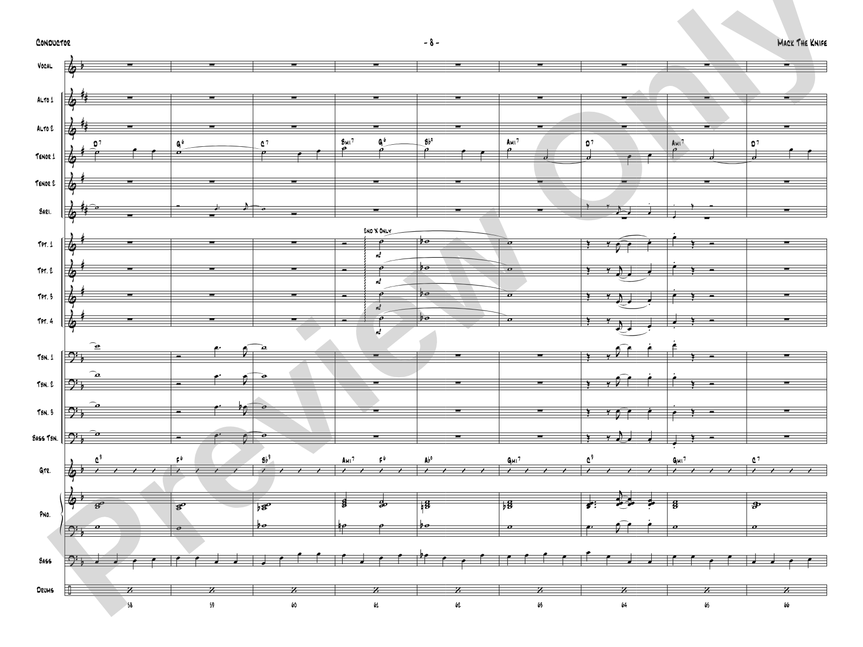 Mack the Knife: Vocal Solo with Jazz Ensemble Conductor Score & Parts