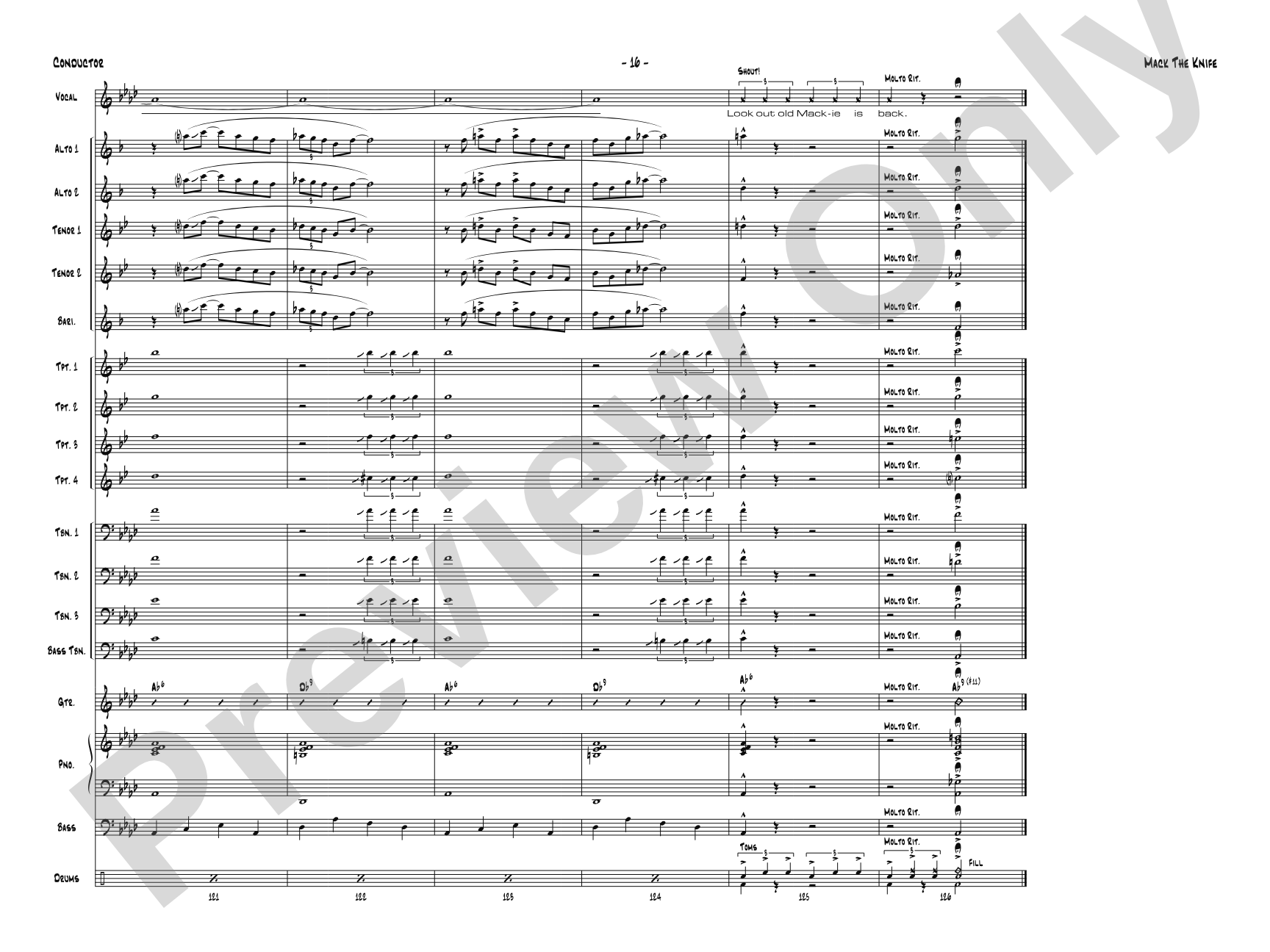 Mack the Knife: Vocal Solo with Jazz Ensemble Conductor Score & Parts