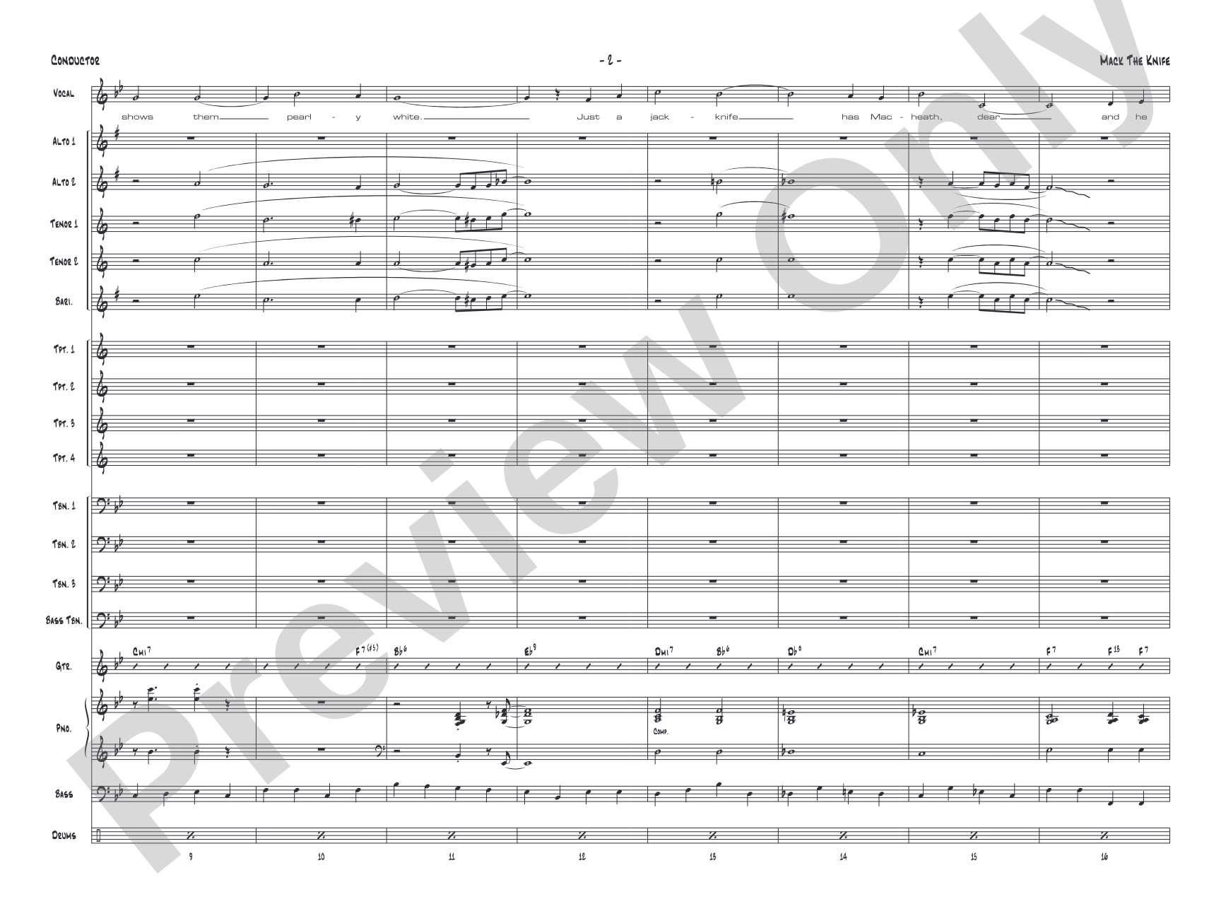Mack the Knife: Vocal Solo with Jazz Ensemble Conductor Score & Parts