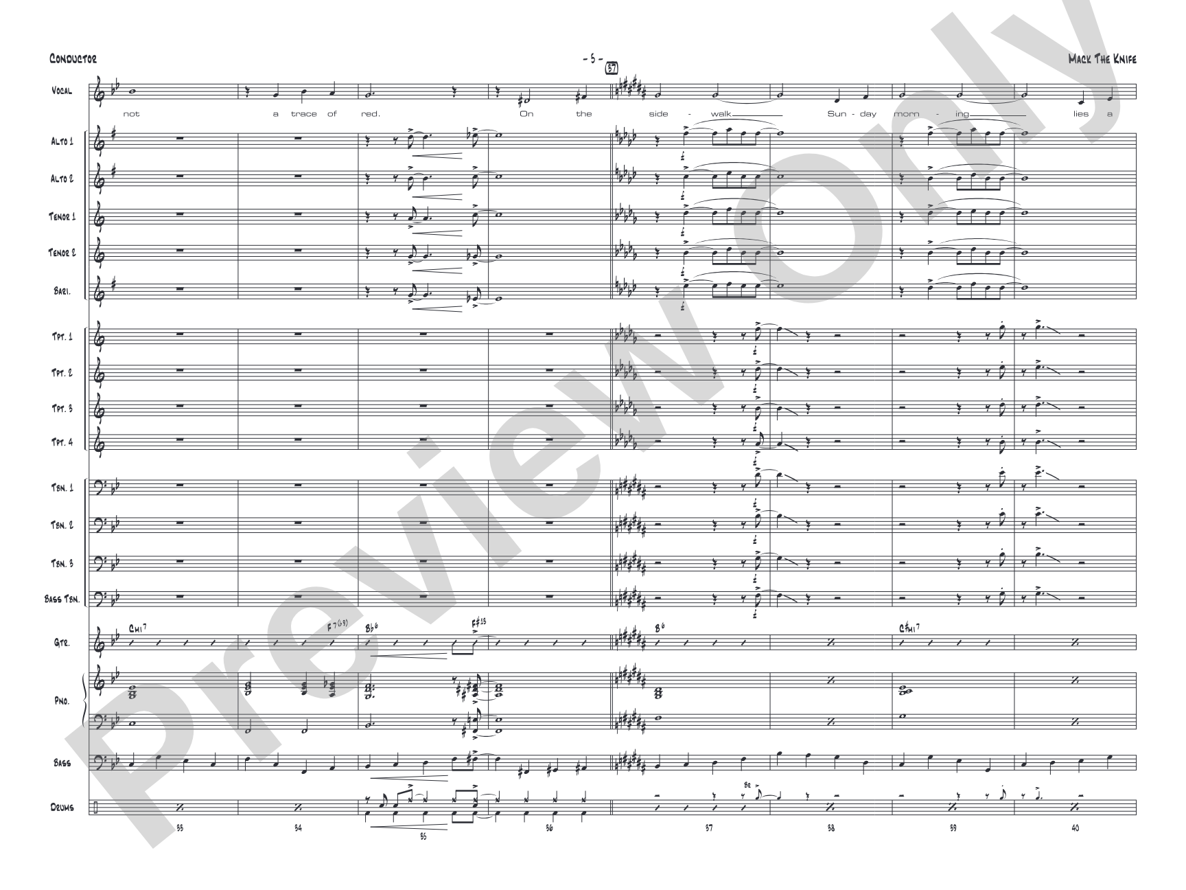 Mack the Knife: Vocal Solo with Jazz Ensemble Conductor Score & Parts