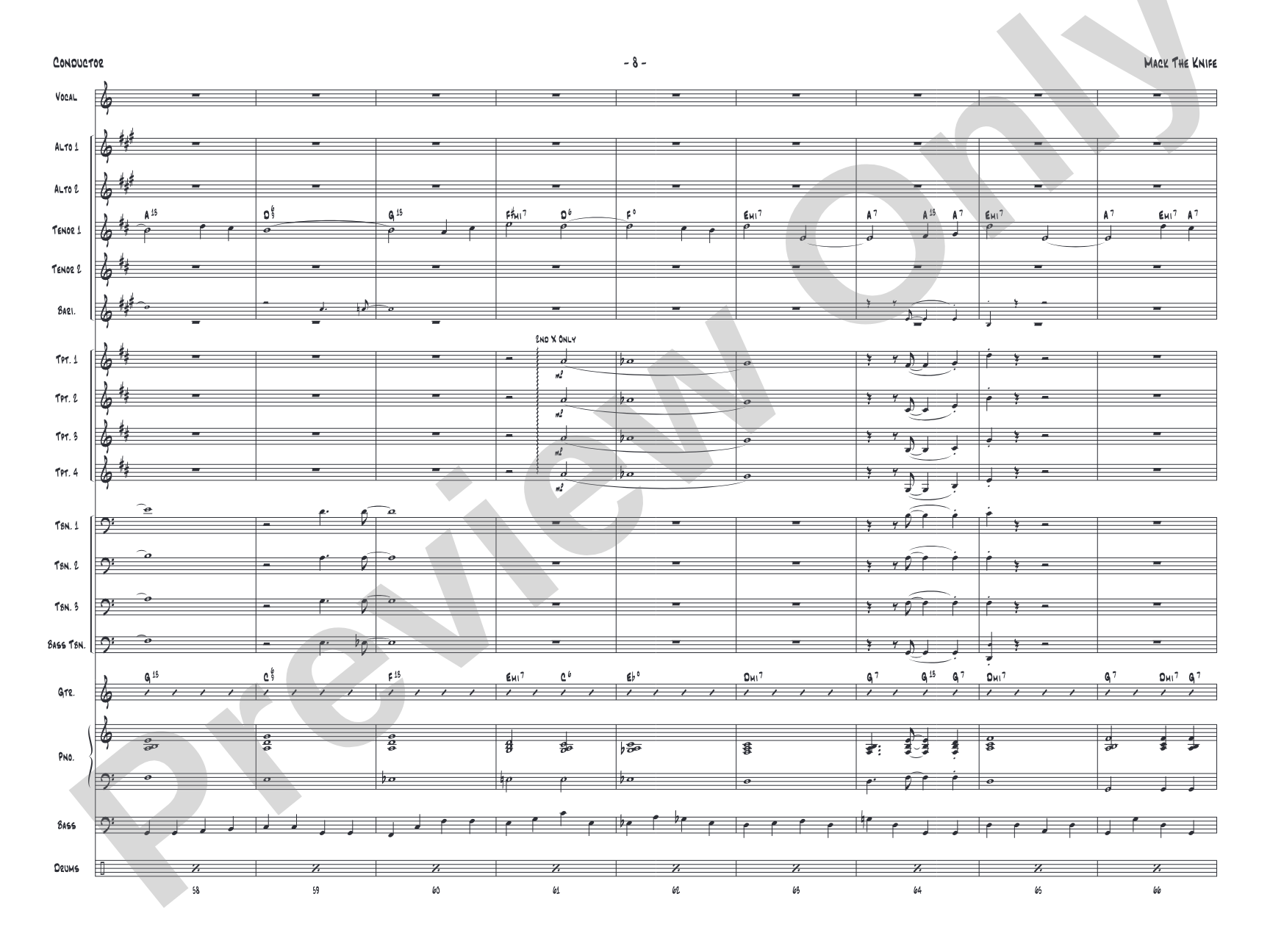 Mack the Knife: Vocal Solo with Jazz Ensemble Conductor Score & Parts