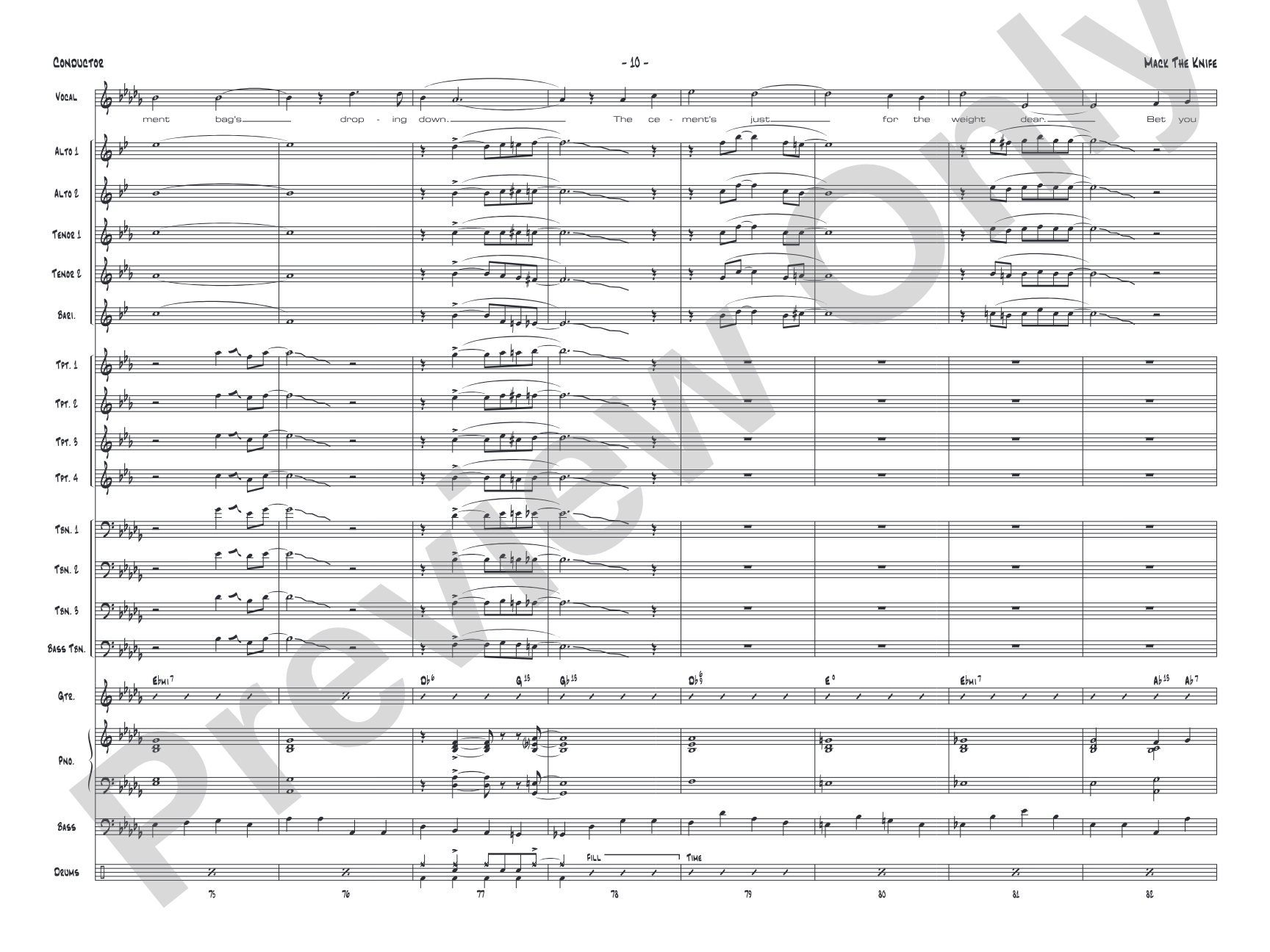 Mack the Knife: Vocal Solo with Jazz Ensemble Conductor Score & Parts