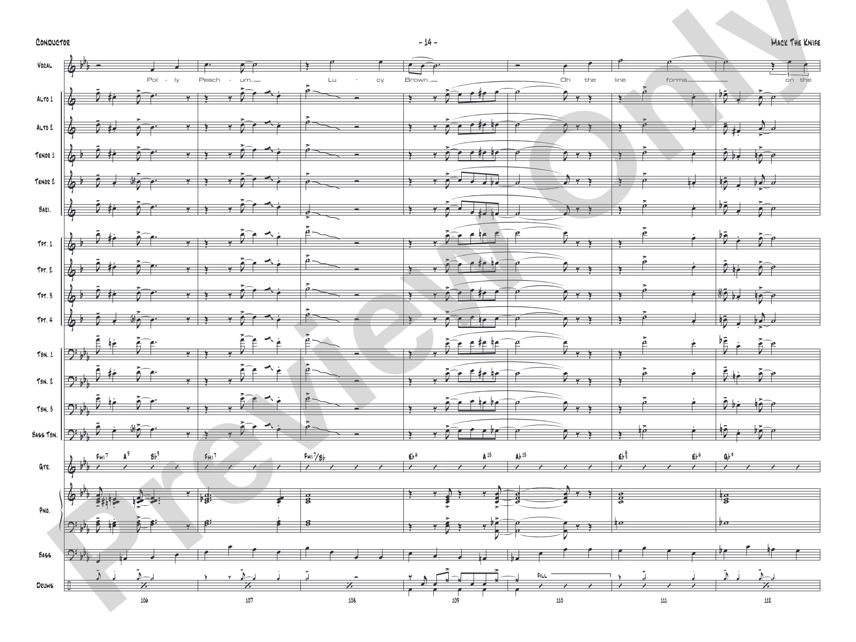 Mack the Knife: Vocal Solo with Jazz Ensemble Conductor Score & Parts