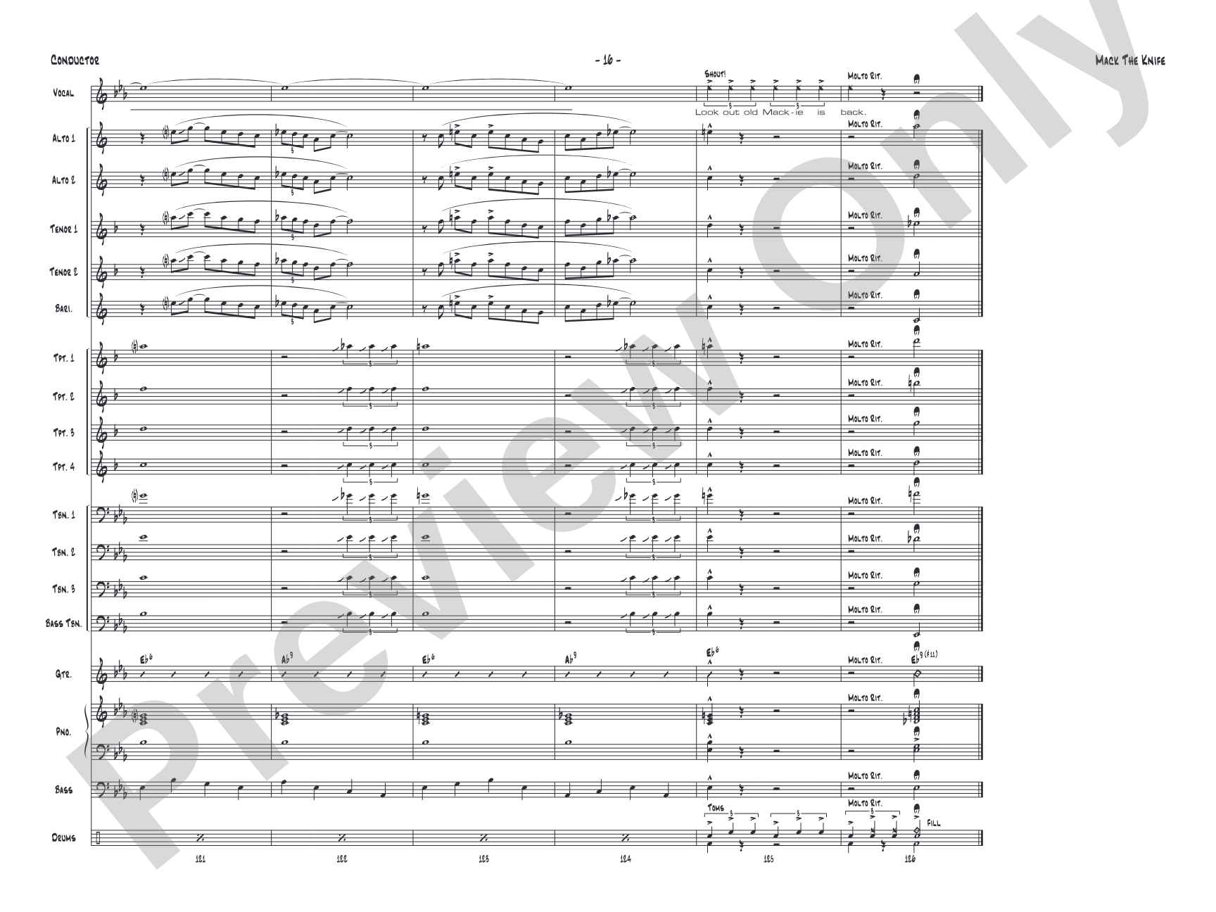 Mack the Knife: Vocal Solo with Jazz Ensemble Conductor Score & Parts