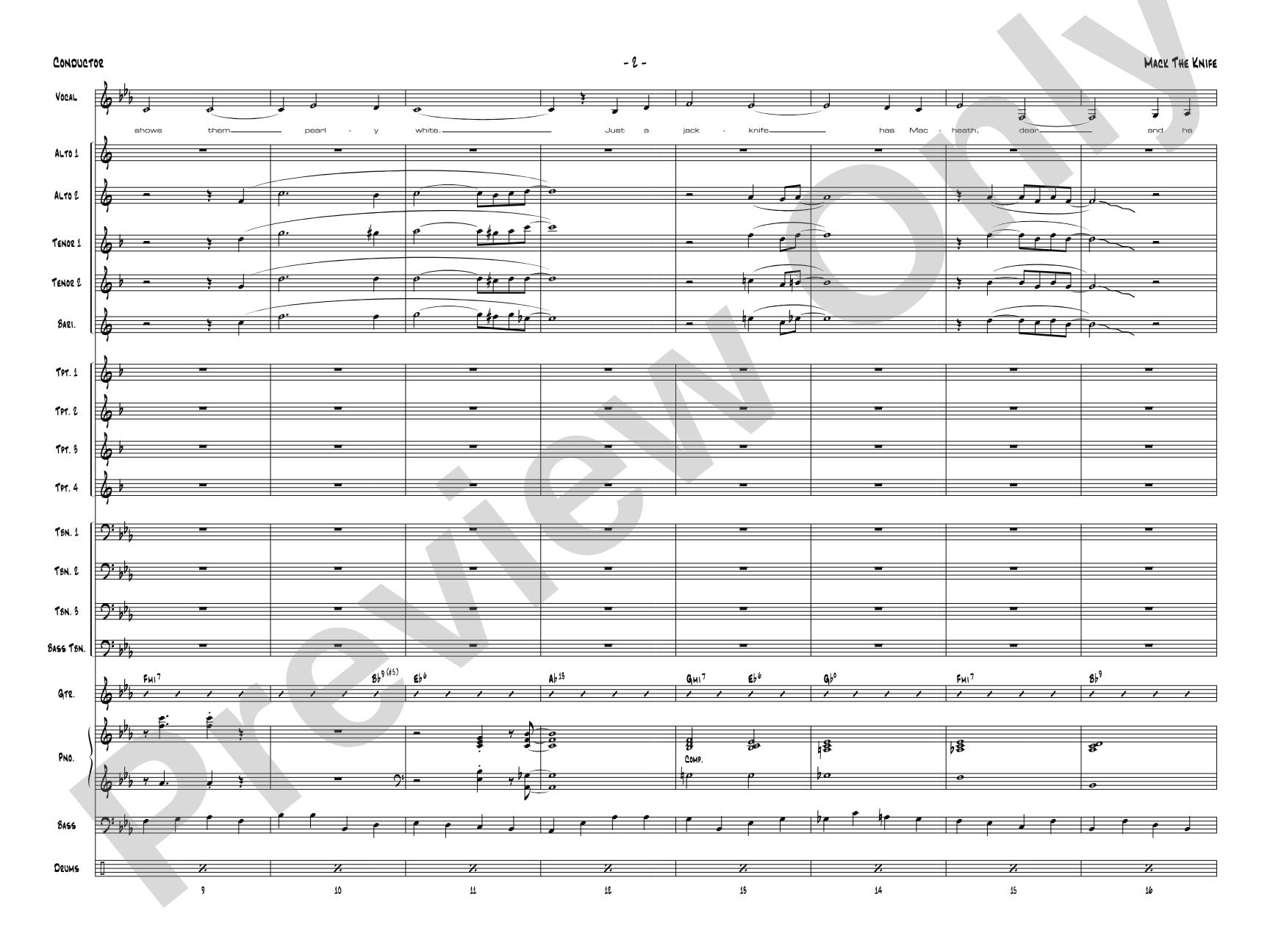 Mack the Knife: Vocal Solo with Jazz Ensemble Conductor Score & Parts