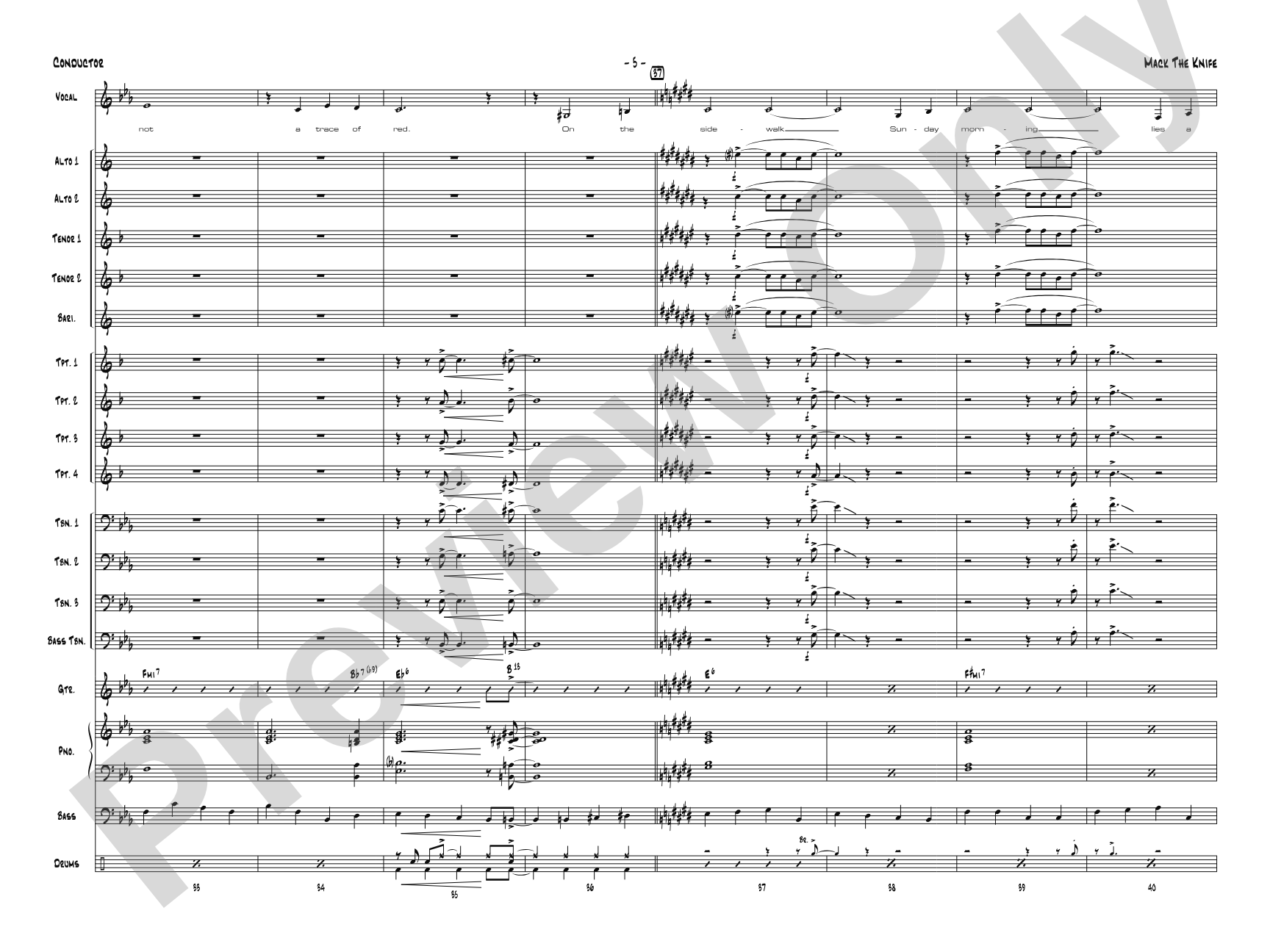 Mack the Knife: Vocal Solo with Jazz Ensemble Conductor Score & Parts