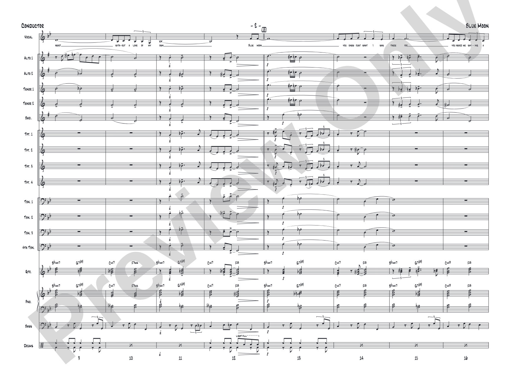 Blue Moon: Vocal Solo with Jazz Ensemble Conductor Score & Parts