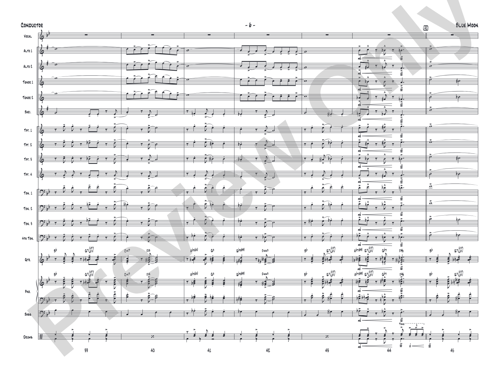 Blue Moon: Vocal Solo with Jazz Ensemble Conductor Score & Parts