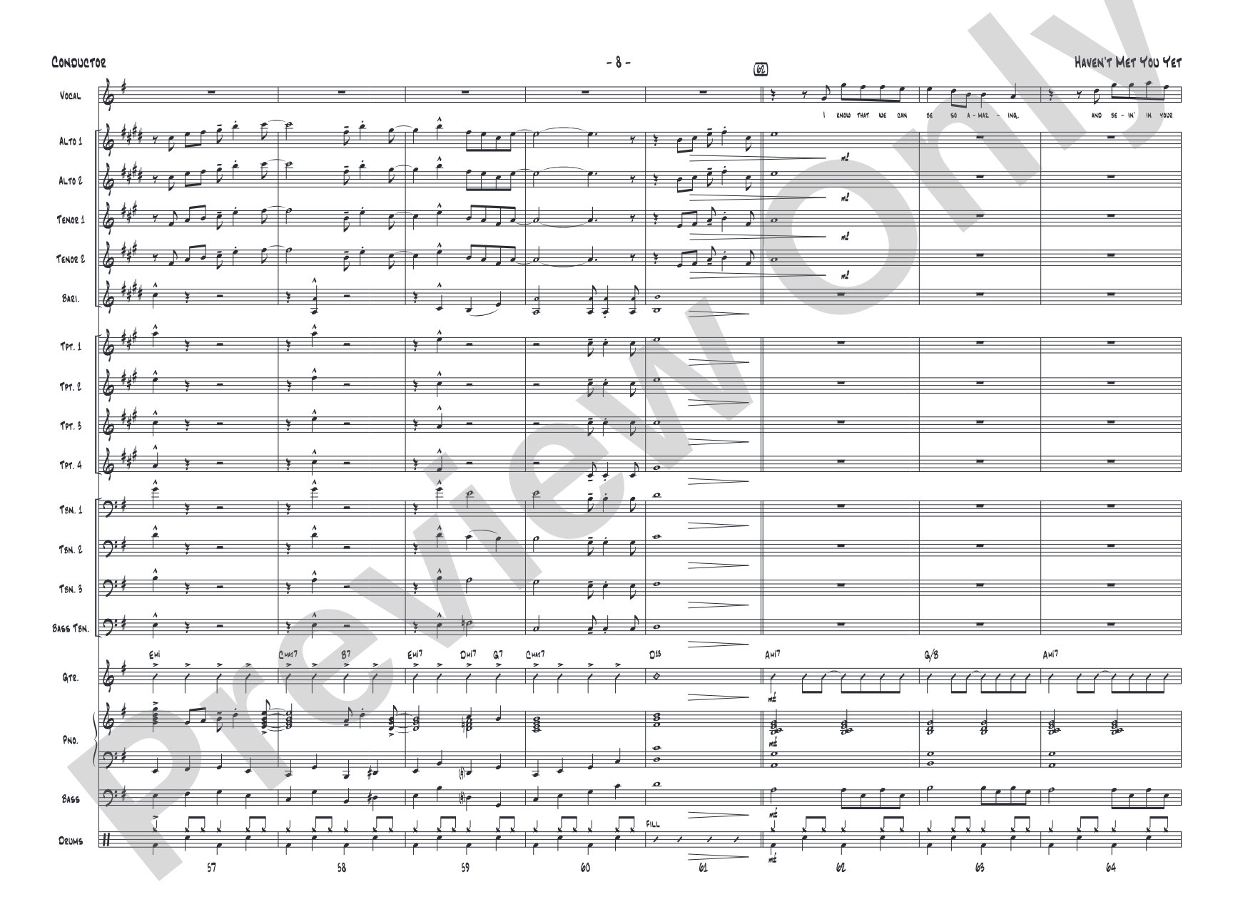 Haven't Met You Yet: Vocal Solo with Jazz Ensemble Conductor Score & Parts