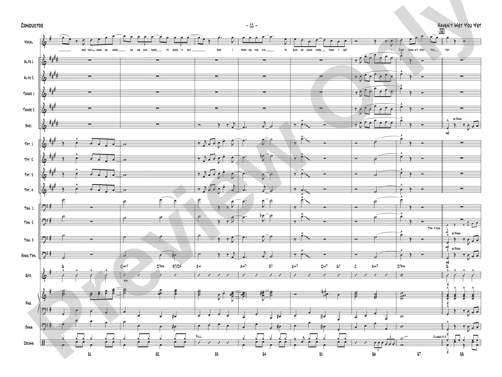 Haven't Met You Yet: Vocal Solo with Jazz Ensemble Conductor Score & Parts