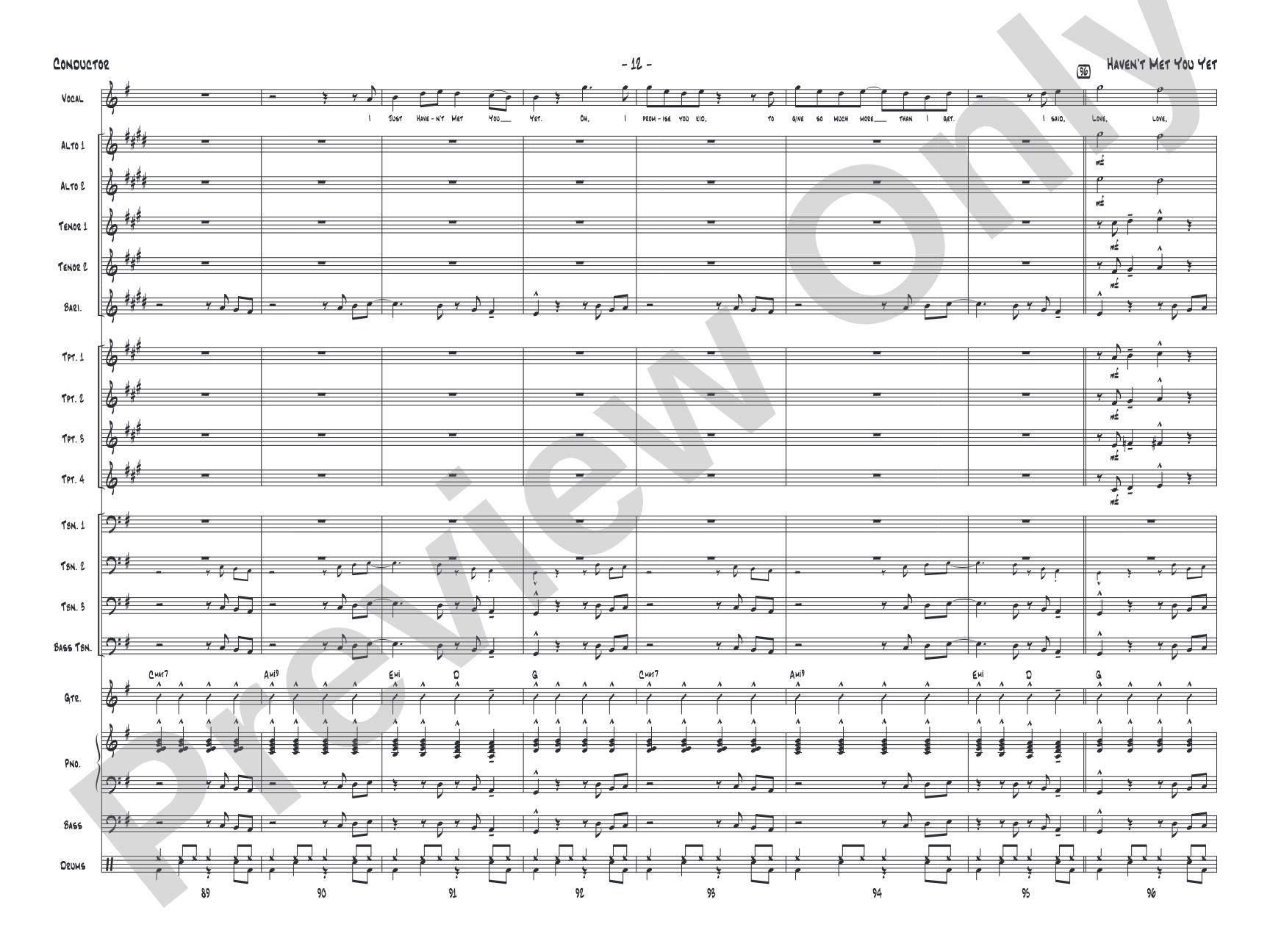 Haven't Met You Yet: Vocal Solo with Jazz Ensemble Conductor Score & Parts