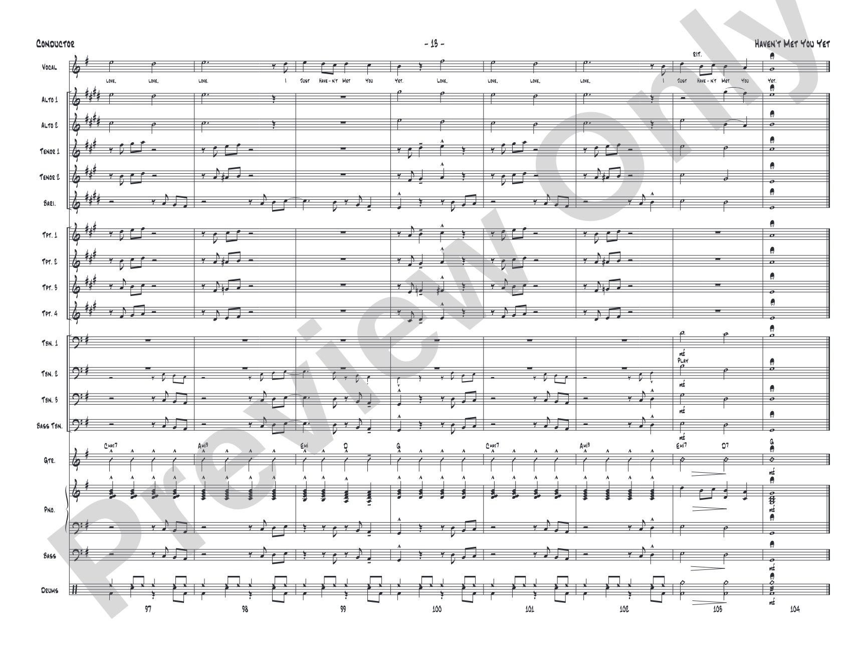 Haven't Met You Yet: Vocal Solo with Jazz Ensemble Conductor Score & Parts