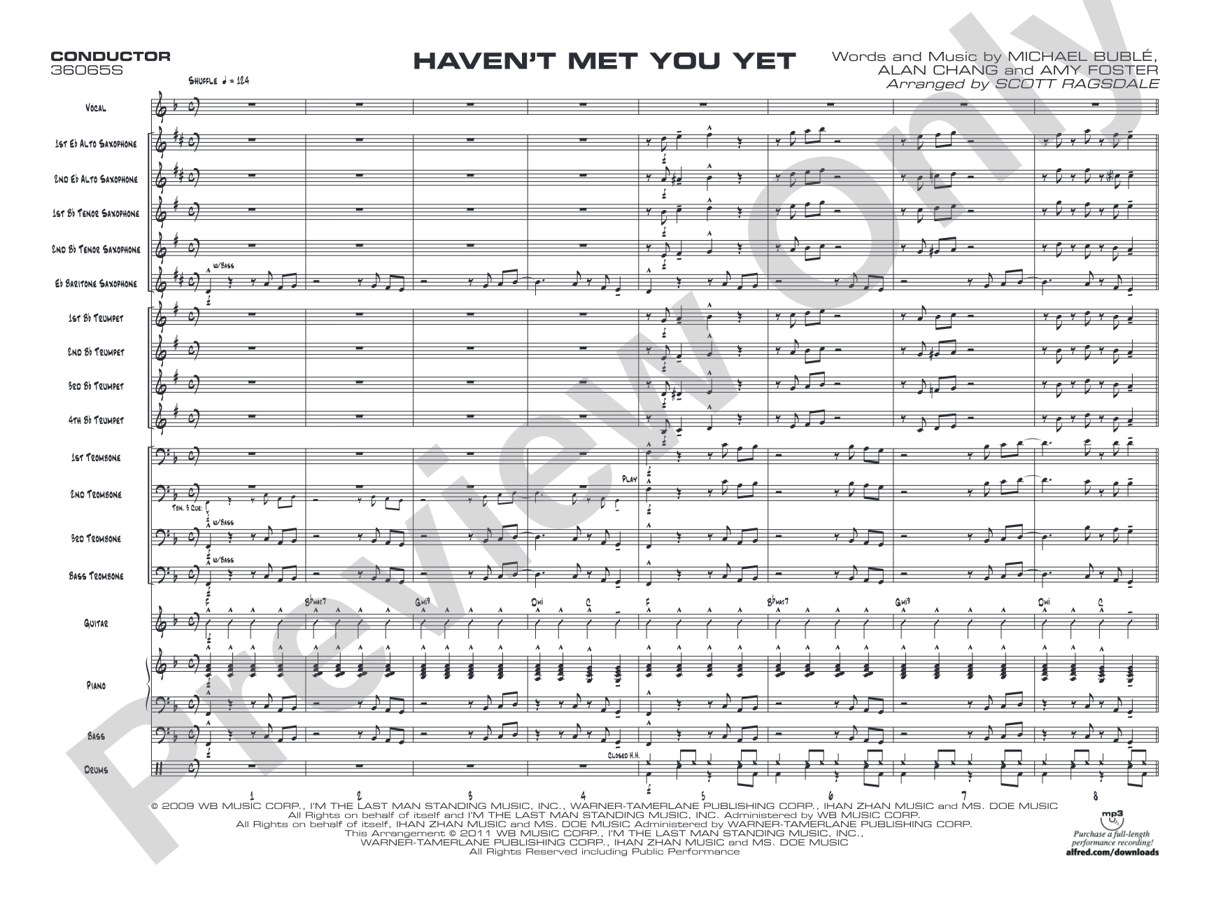 Haven't Met You Yet: Vocal Solo with Jazz Ensemble Conductor Score & Parts