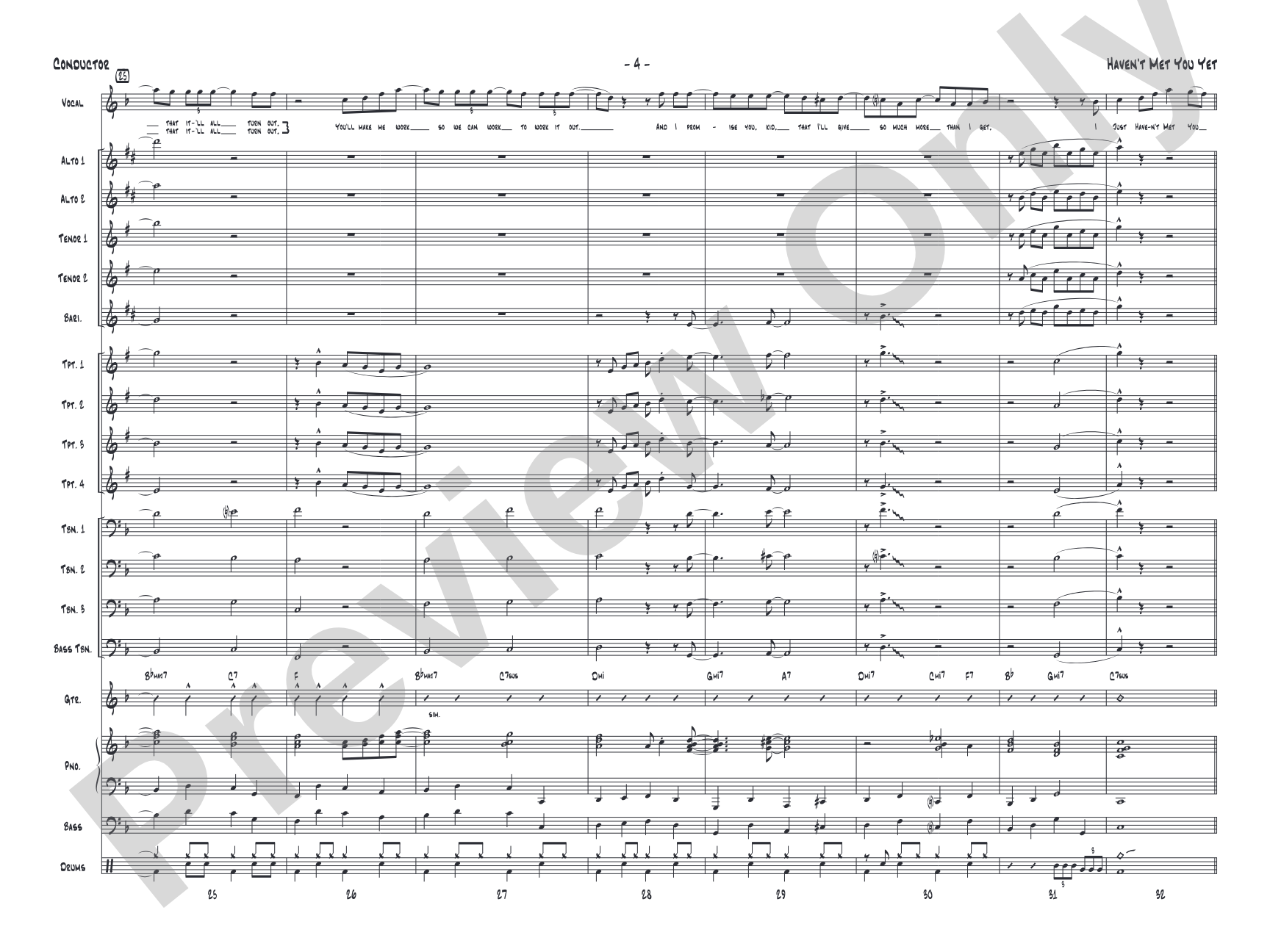 Haven't Met You Yet: Vocal Solo with Jazz Ensemble Conductor Score & Parts