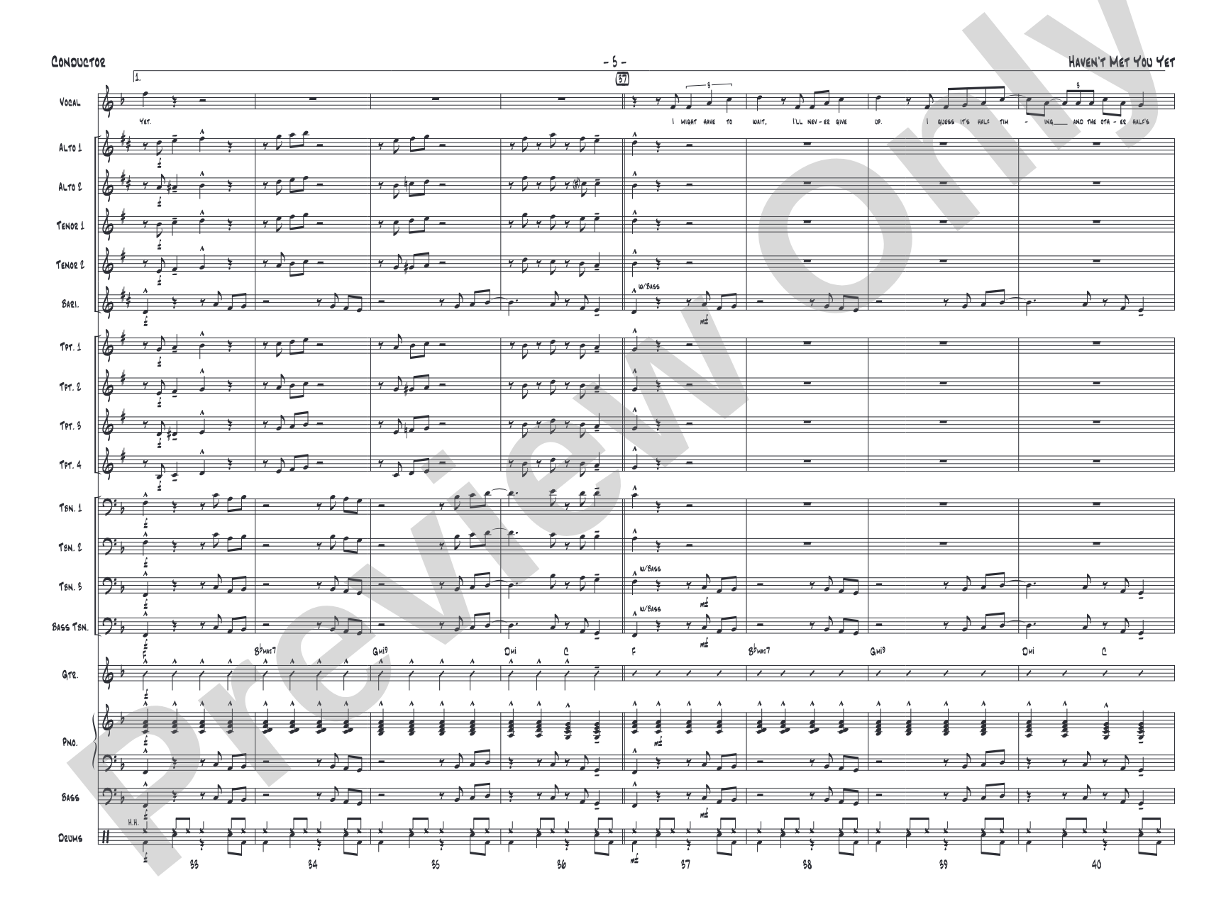 Haven't Met You Yet: Vocal Solo with Jazz Ensemble Conductor Score & Parts