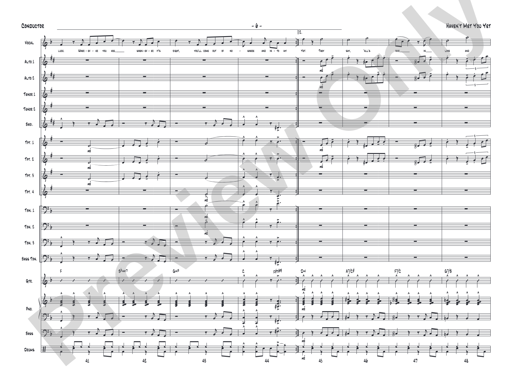 Haven't Met You Yet: Vocal Solo with Jazz Ensemble Conductor Score & Parts
