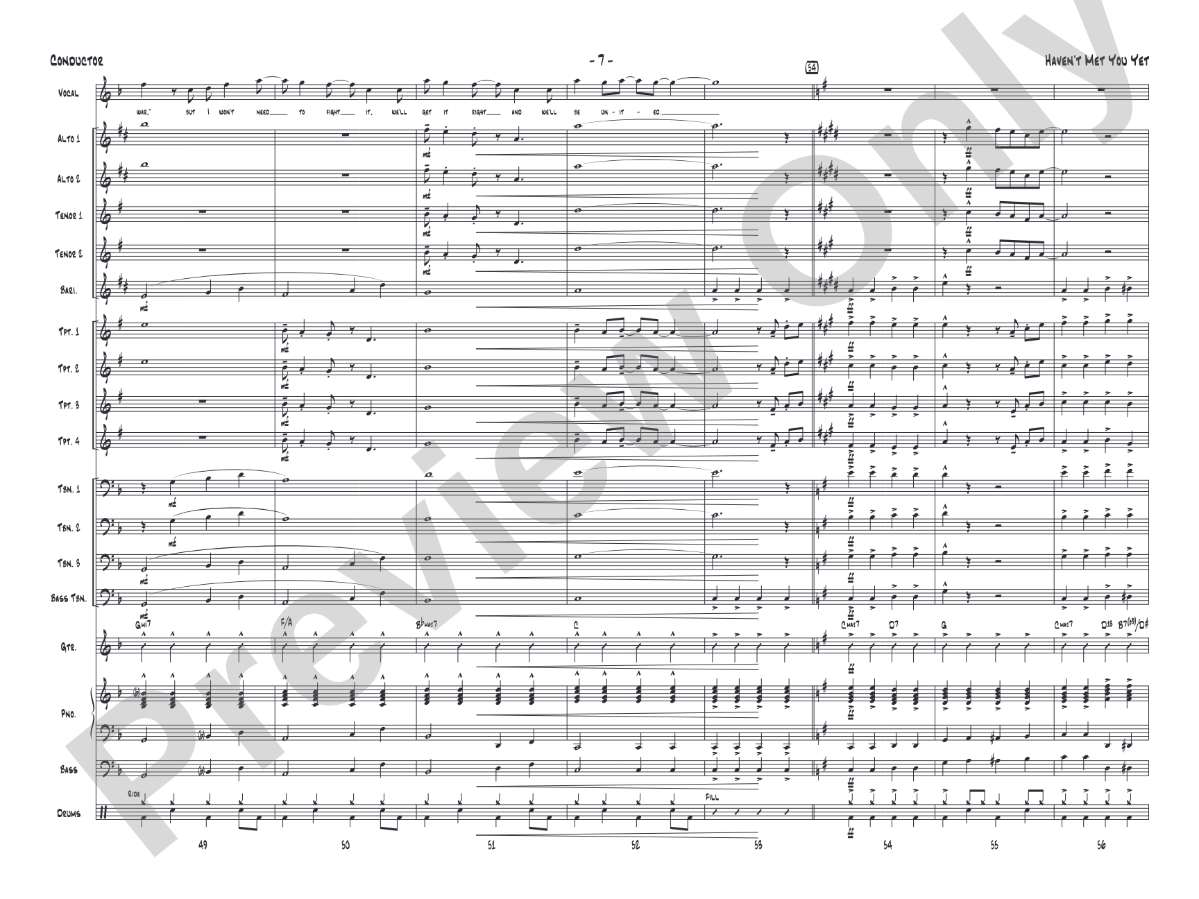 Haven't Met You Yet: Vocal Solo with Jazz Ensemble Conductor Score & Parts