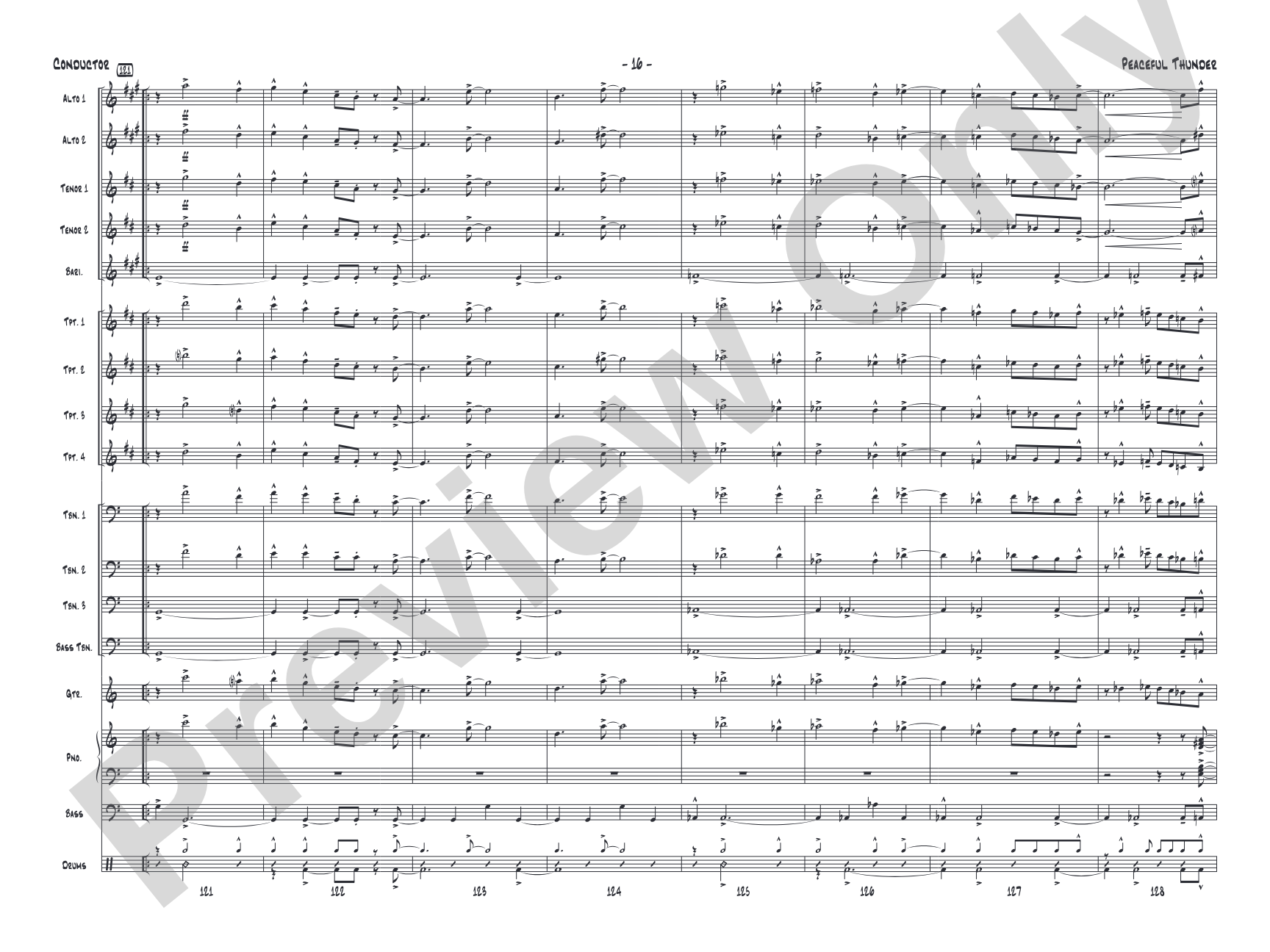 Peaceful Thunder: Jazz Ensemble Conductor Score & Parts