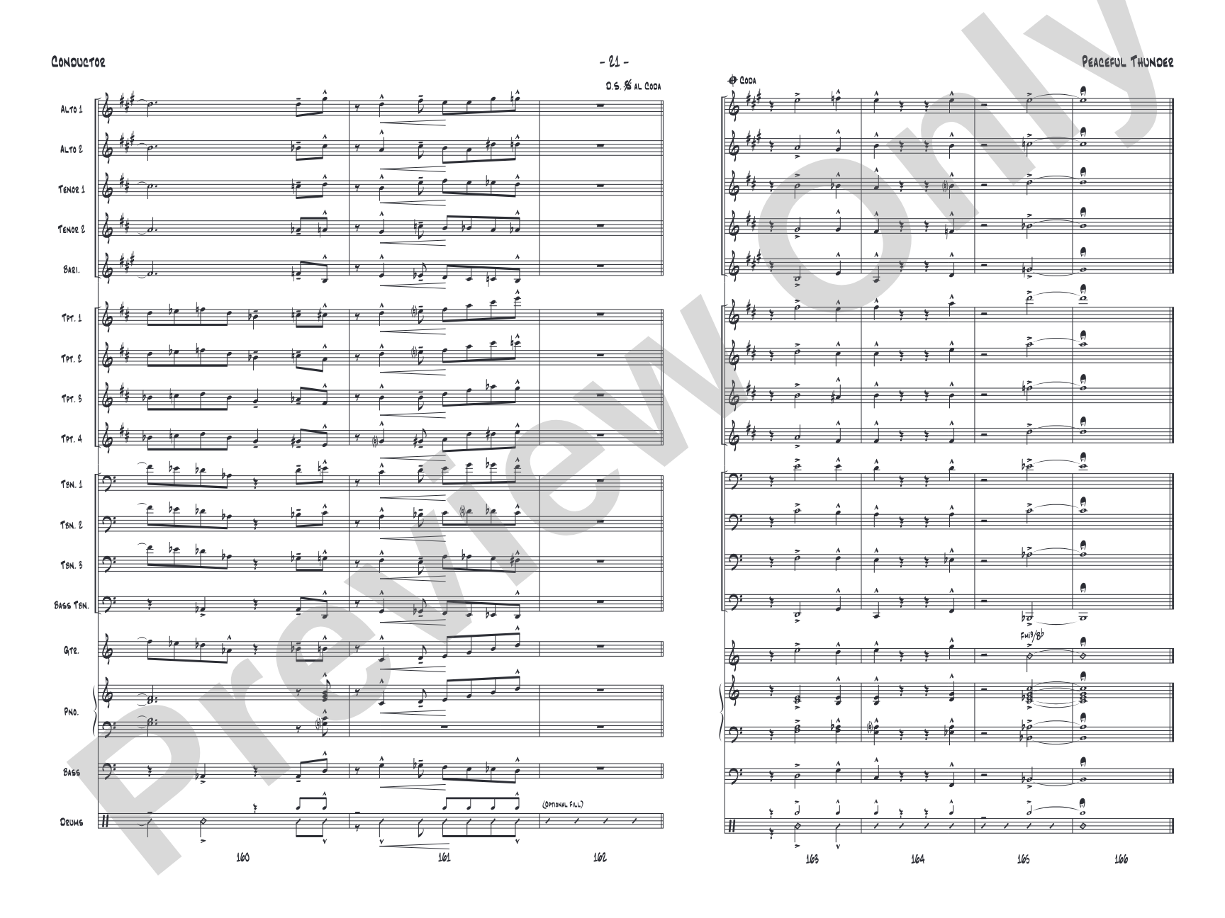 Peaceful Thunder: Jazz Ensemble Conductor Score & Parts