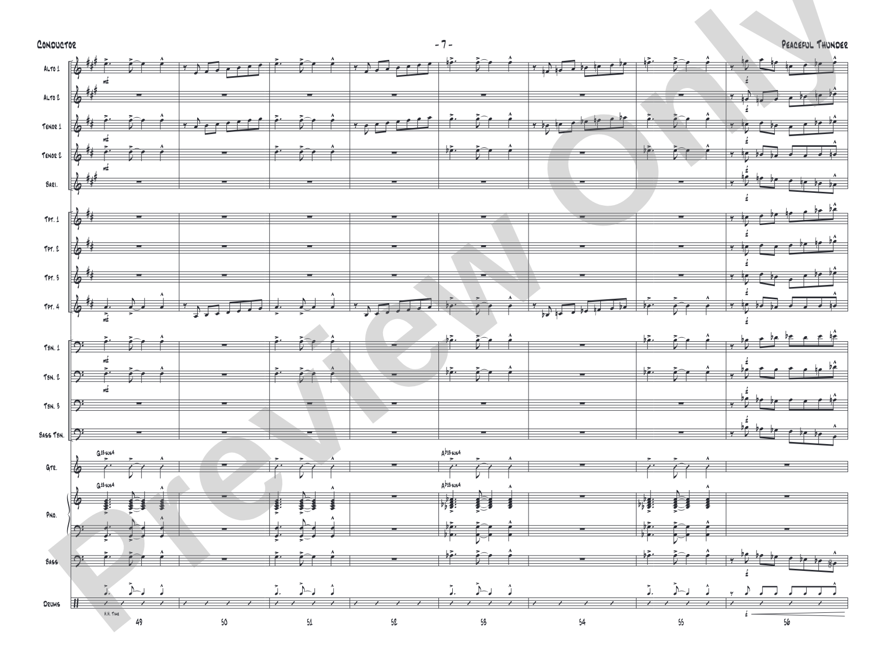 Peaceful Thunder: Jazz Ensemble Conductor Score & Parts