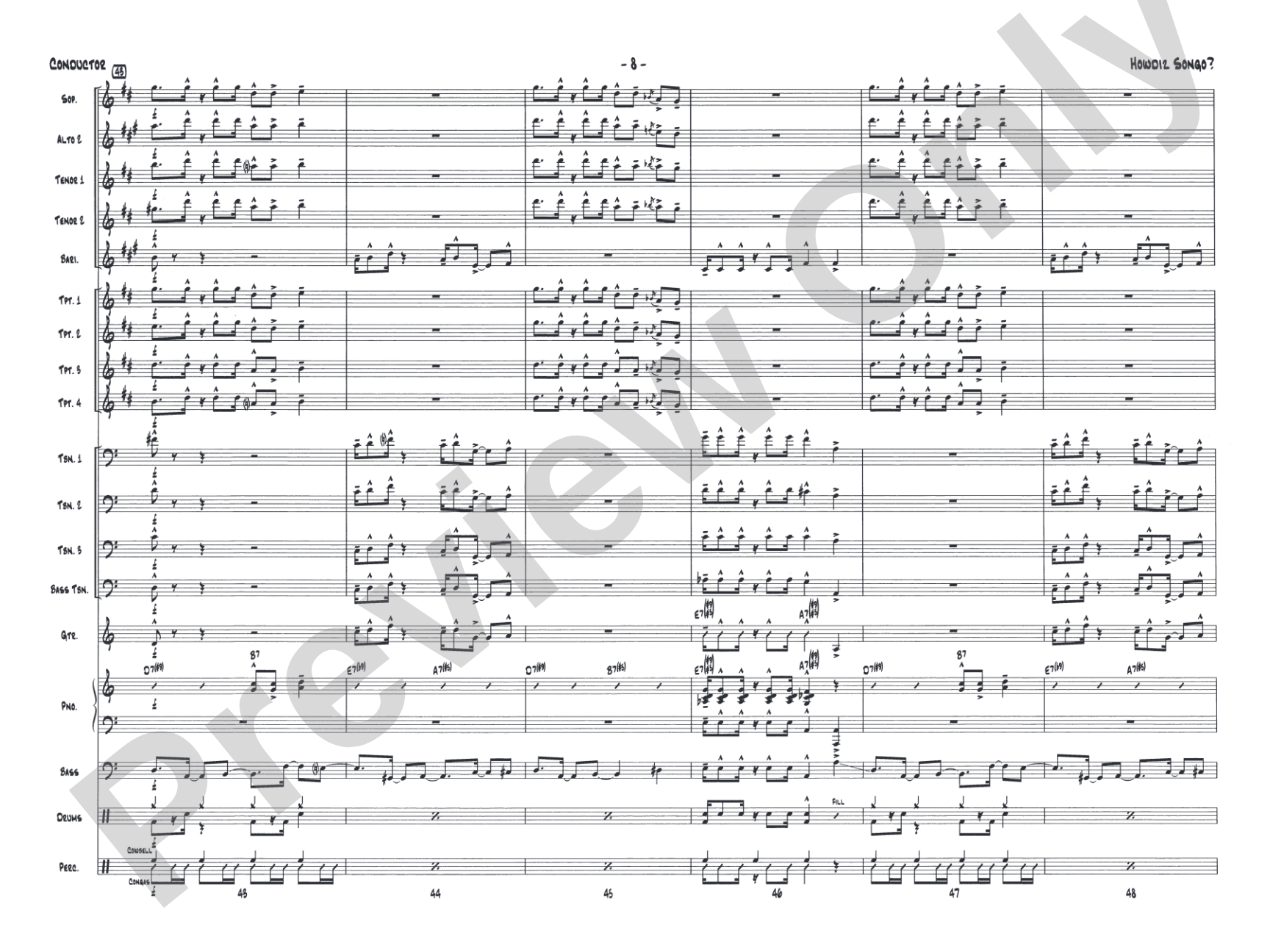 Howdiz Songo?: Jazz Ensemble Conductor Score & Parts