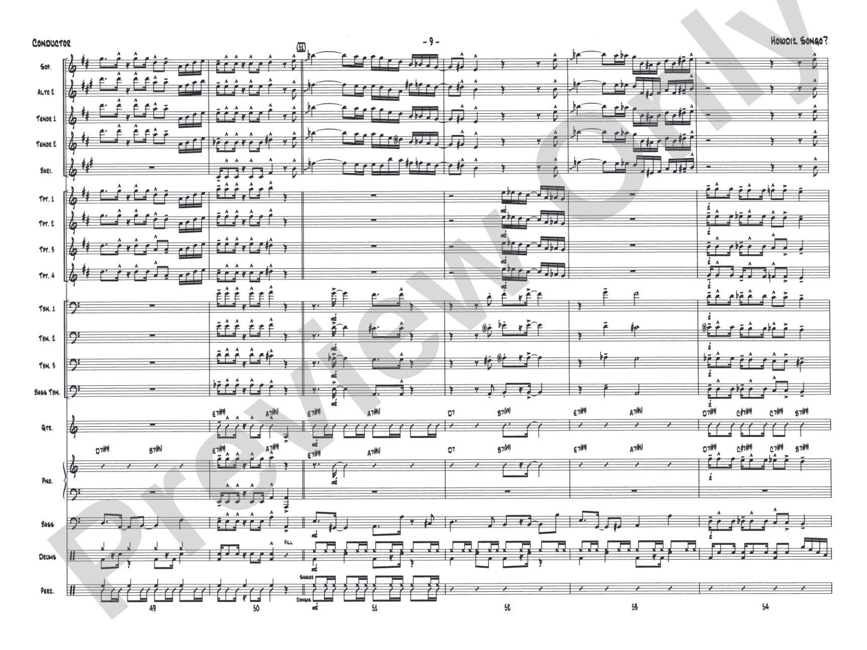 Howdiz Songo?: Jazz Ensemble Conductor Score & Parts