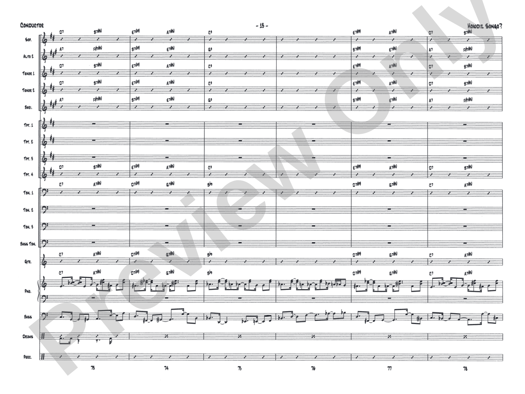 Howdiz Songo?: Jazz Ensemble Conductor Score & Parts