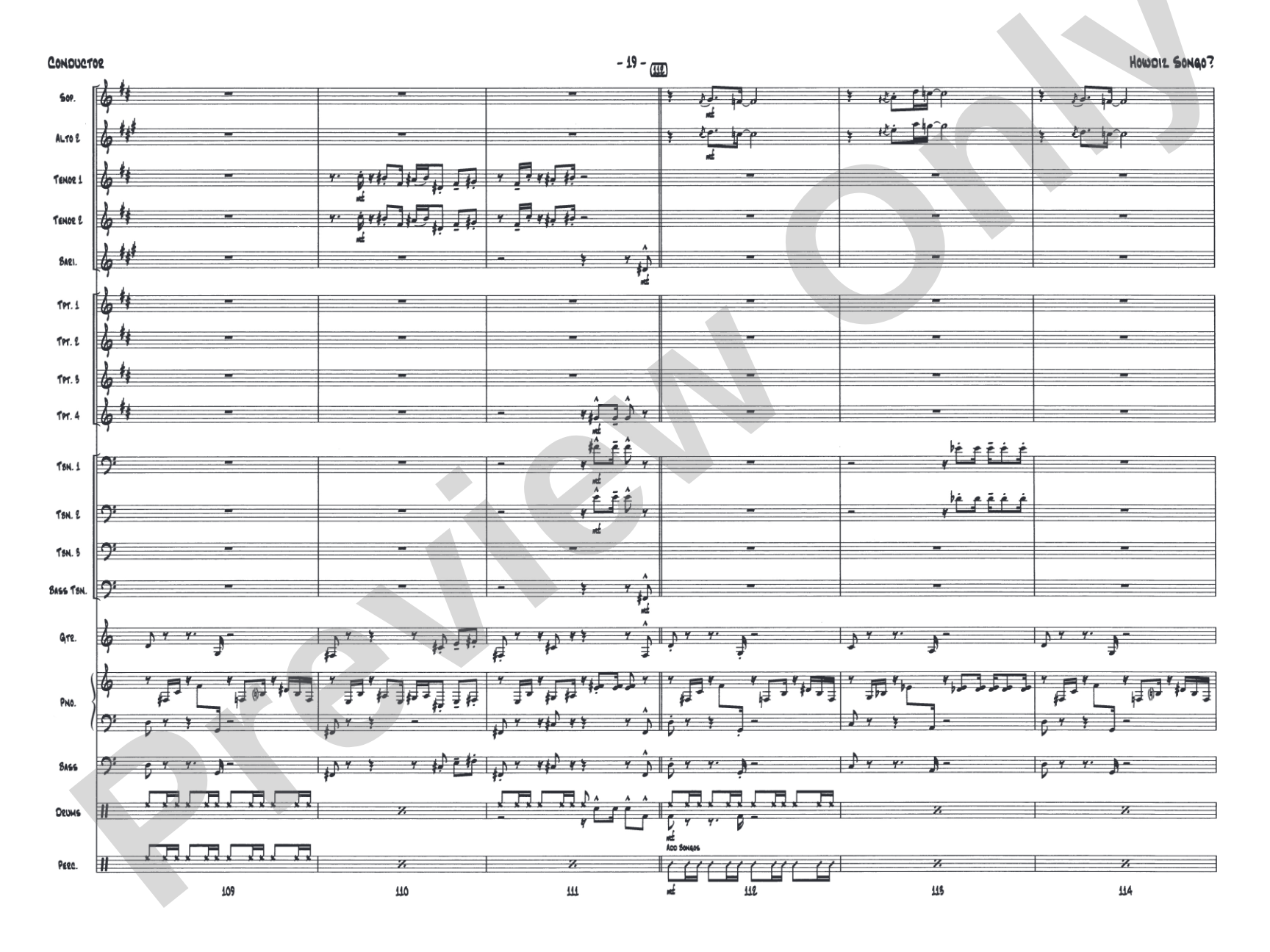 Howdiz Songo?: Jazz Ensemble Conductor Score & Parts