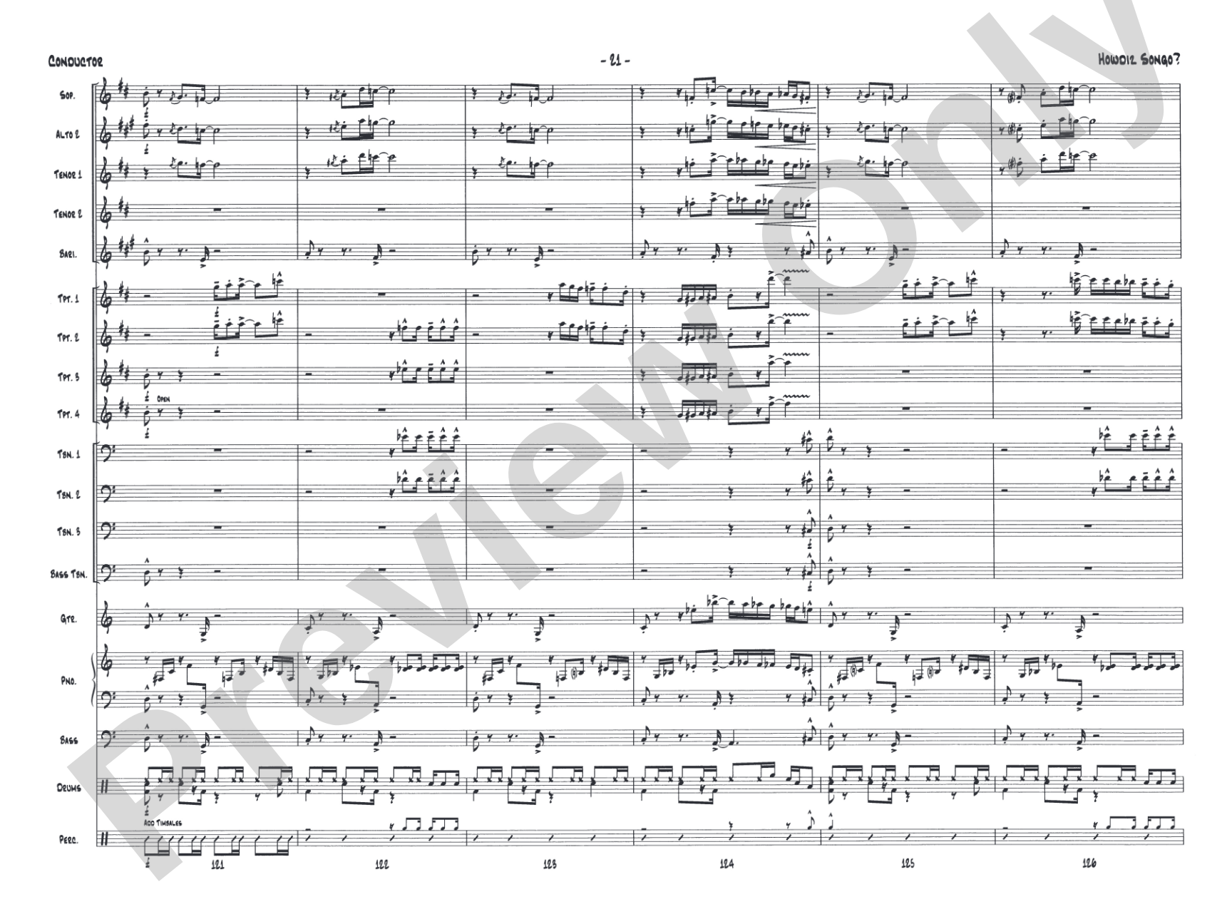 Howdiz Songo?: Jazz Ensemble Conductor Score & Parts