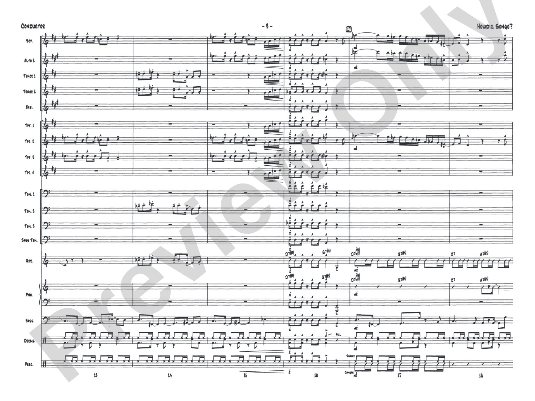 Howdiz Songo?: Jazz Ensemble Conductor Score & Parts