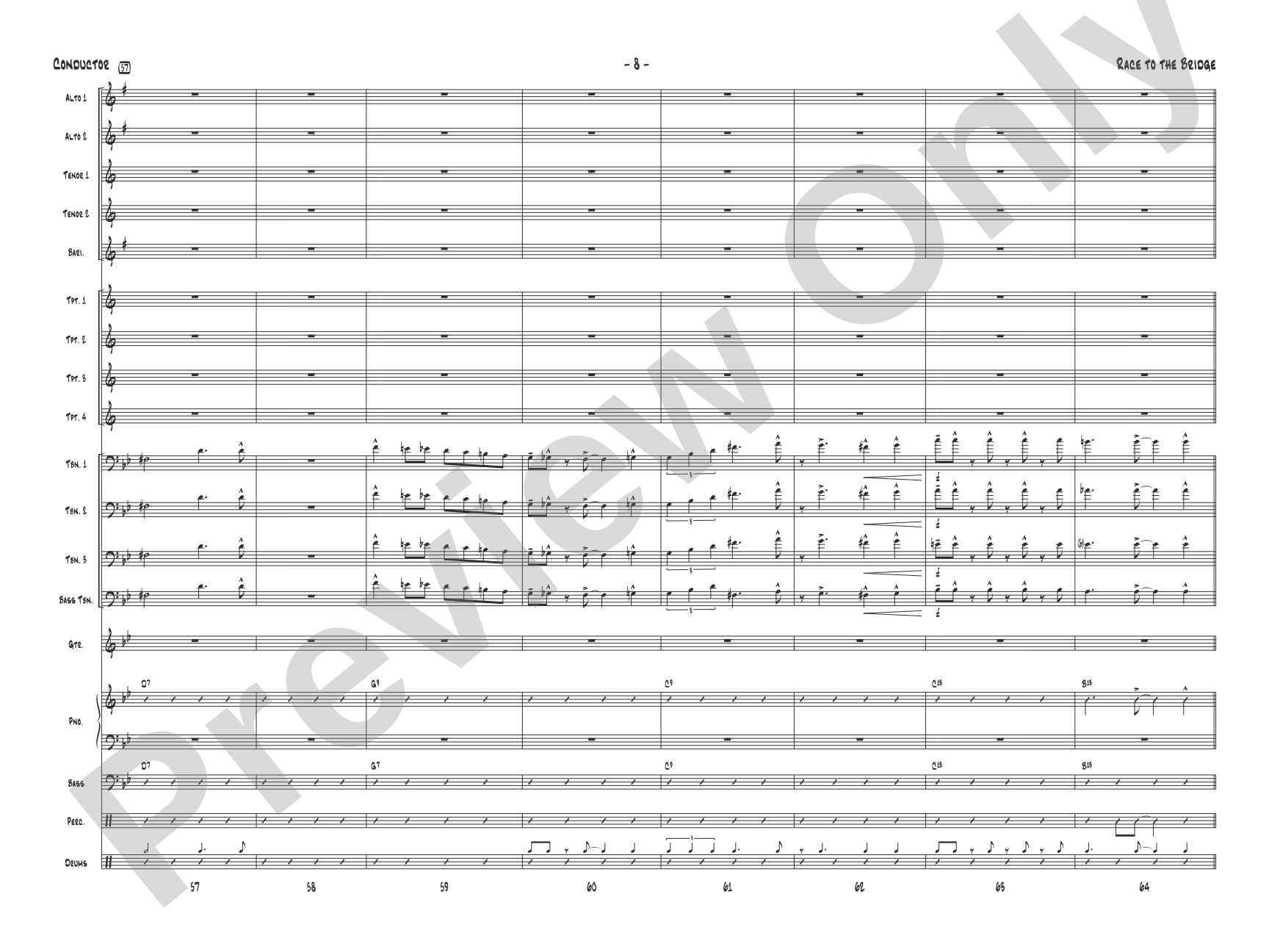 Race to the Bridge: Jazz Ensemble Conductor Score & Parts