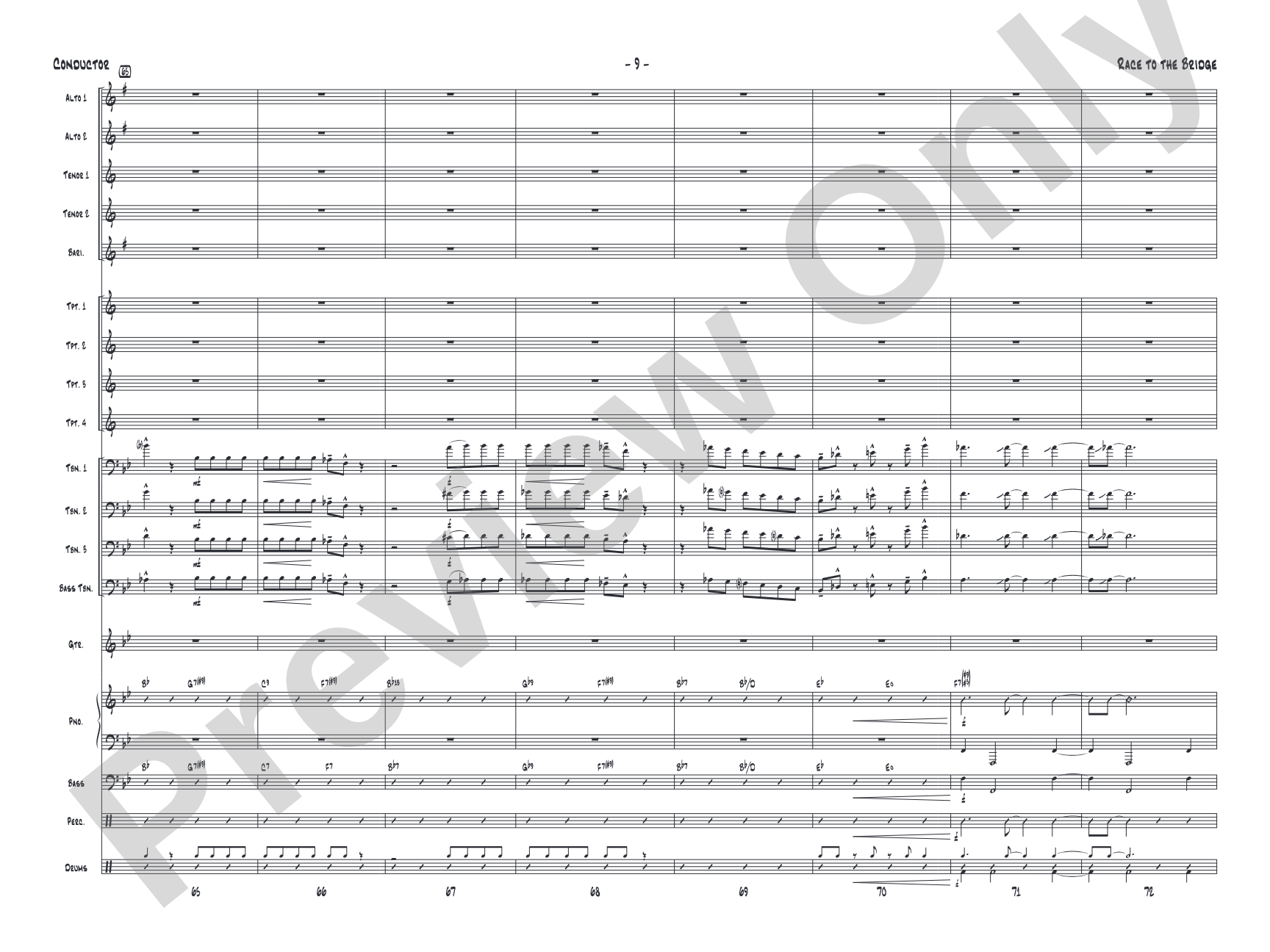 Race to the Bridge: Jazz Ensemble Conductor Score & Parts