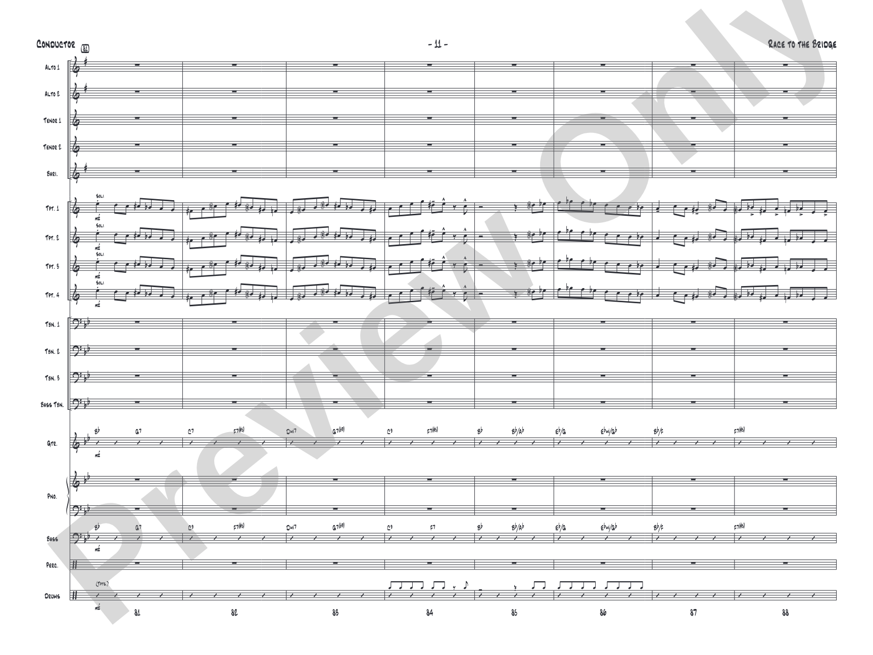 Race to the Bridge: Jazz Ensemble Conductor Score & Parts