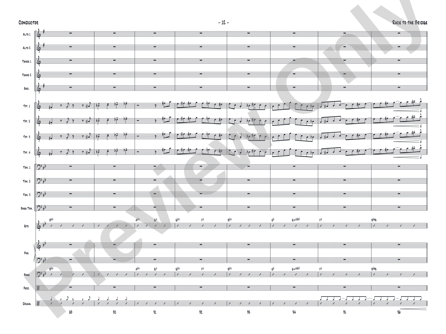 Race to the Bridge: Jazz Ensemble Conductor Score & Parts