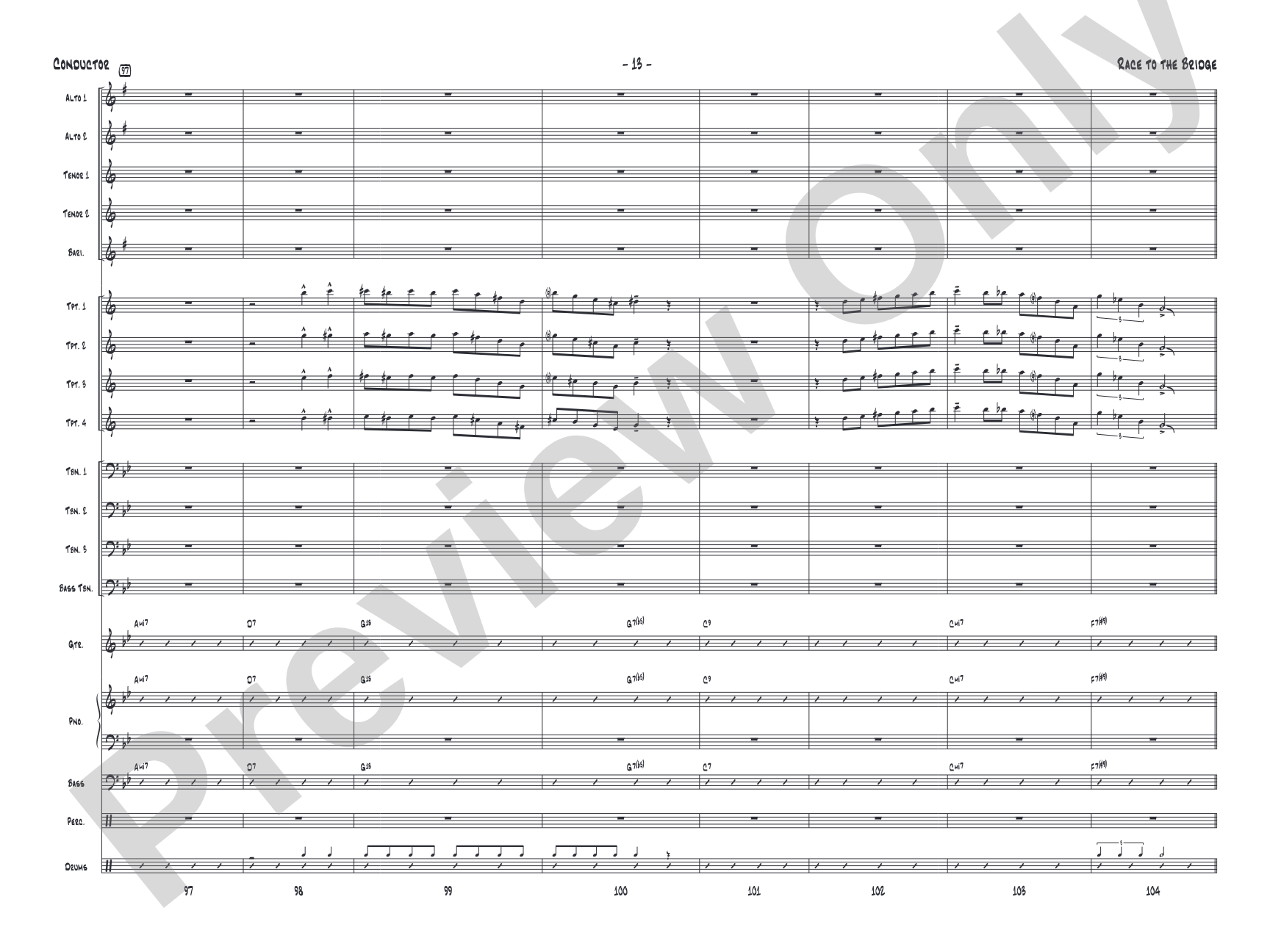 Race to the Bridge: Jazz Ensemble Conductor Score & Parts