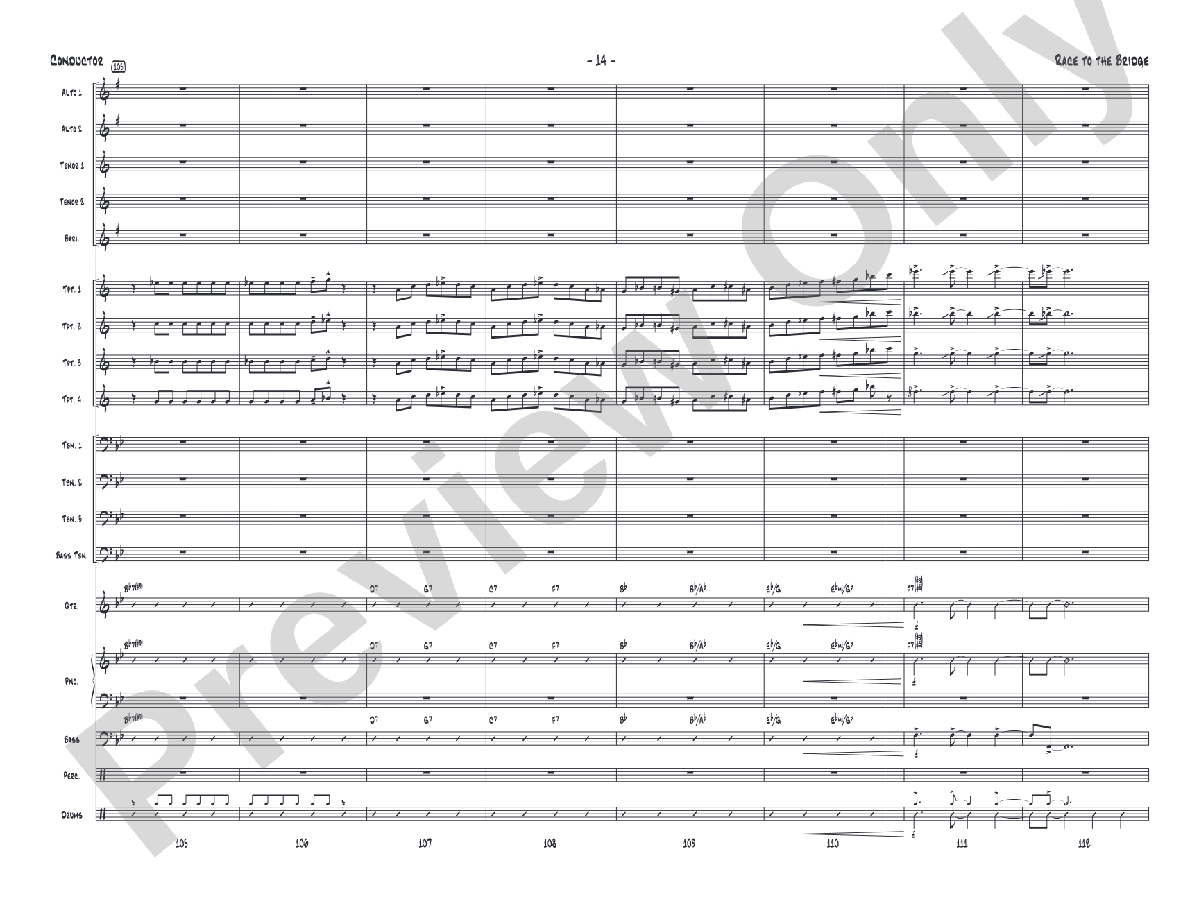 Race to the Bridge: Jazz Ensemble Conductor Score & Parts