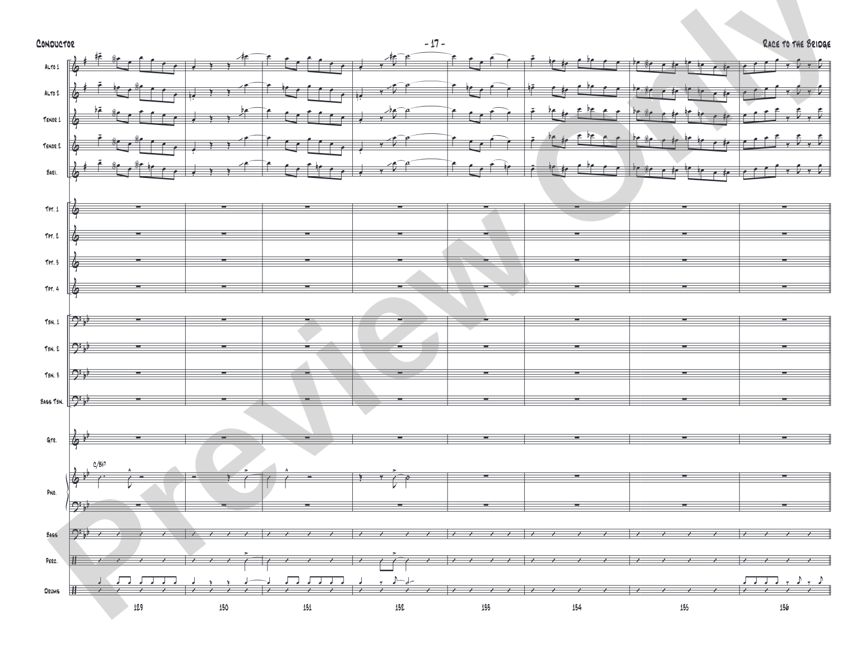 Race to the Bridge: Jazz Ensemble Conductor Score & Parts