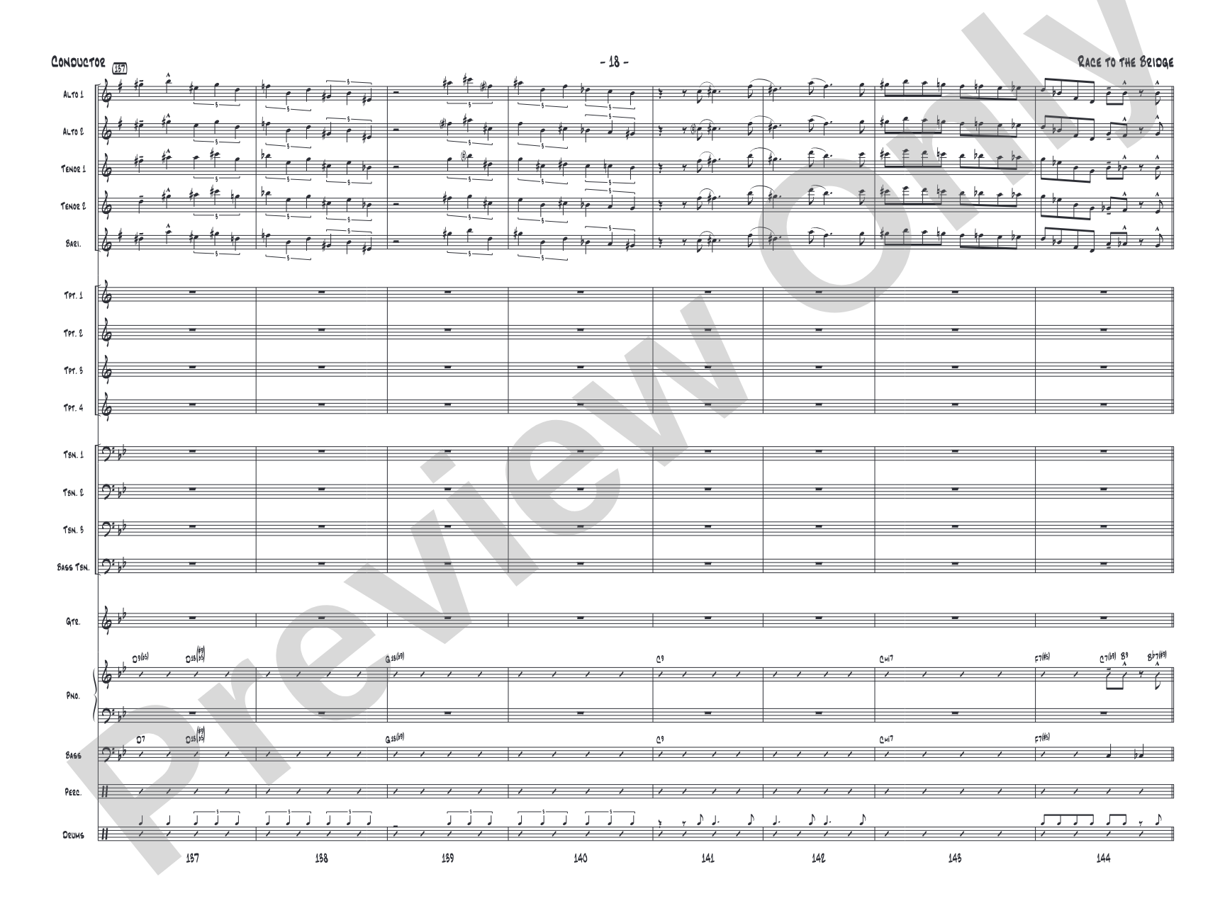 Race to the Bridge: Jazz Ensemble Conductor Score & Parts