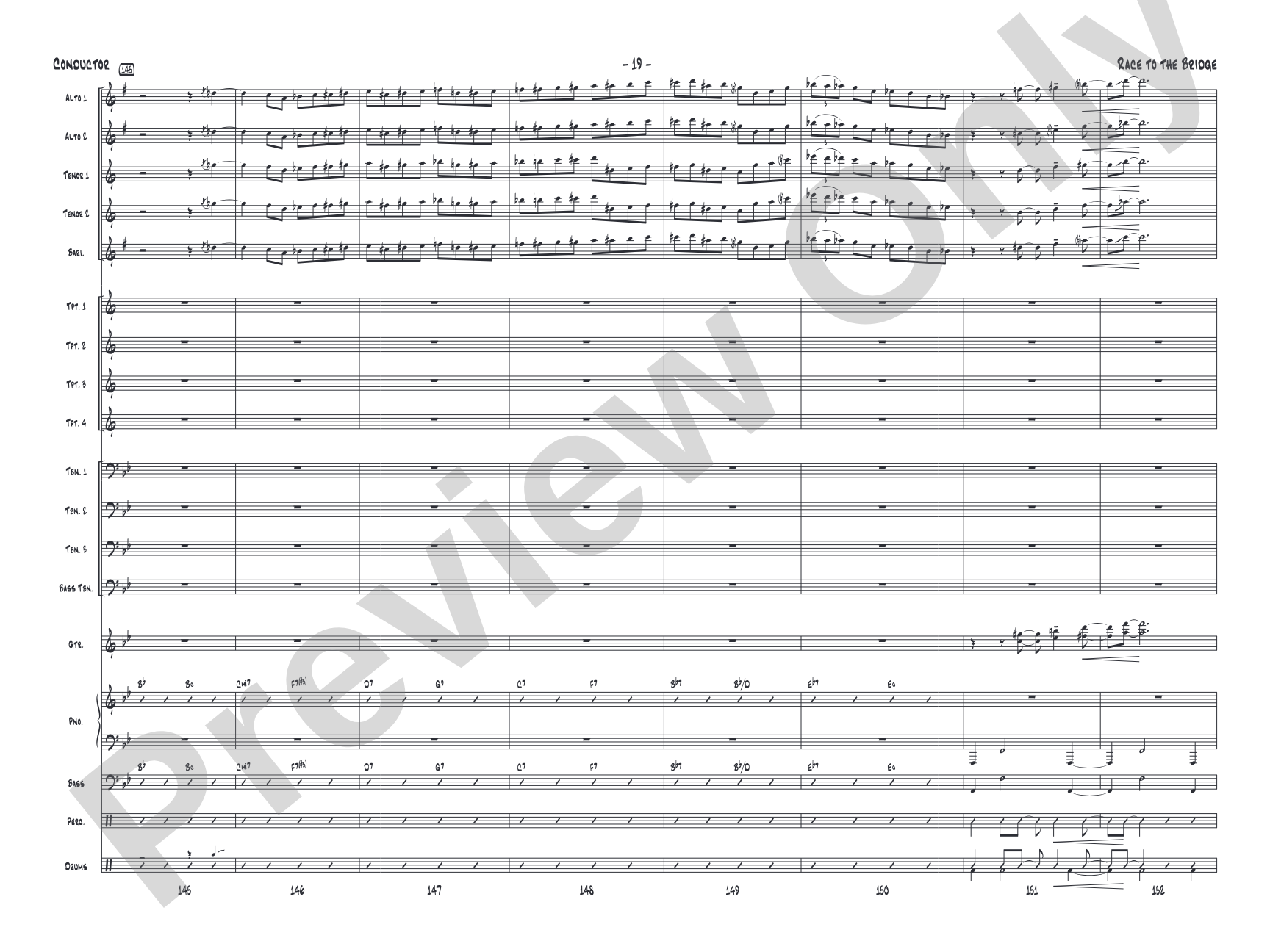 Race to the Bridge: Jazz Ensemble Conductor Score & Parts