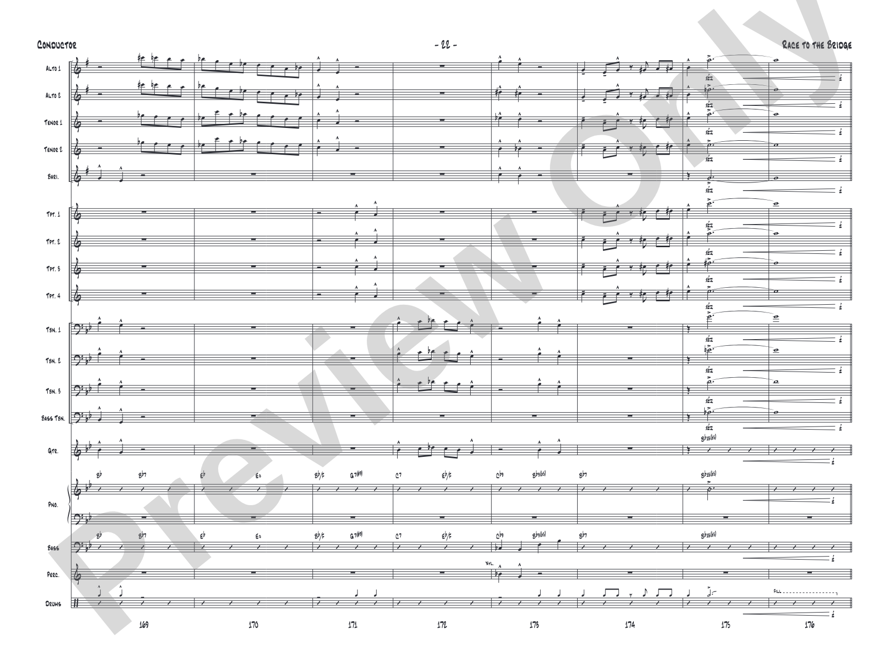 Race to the Bridge: Jazz Ensemble Conductor Score & Parts
