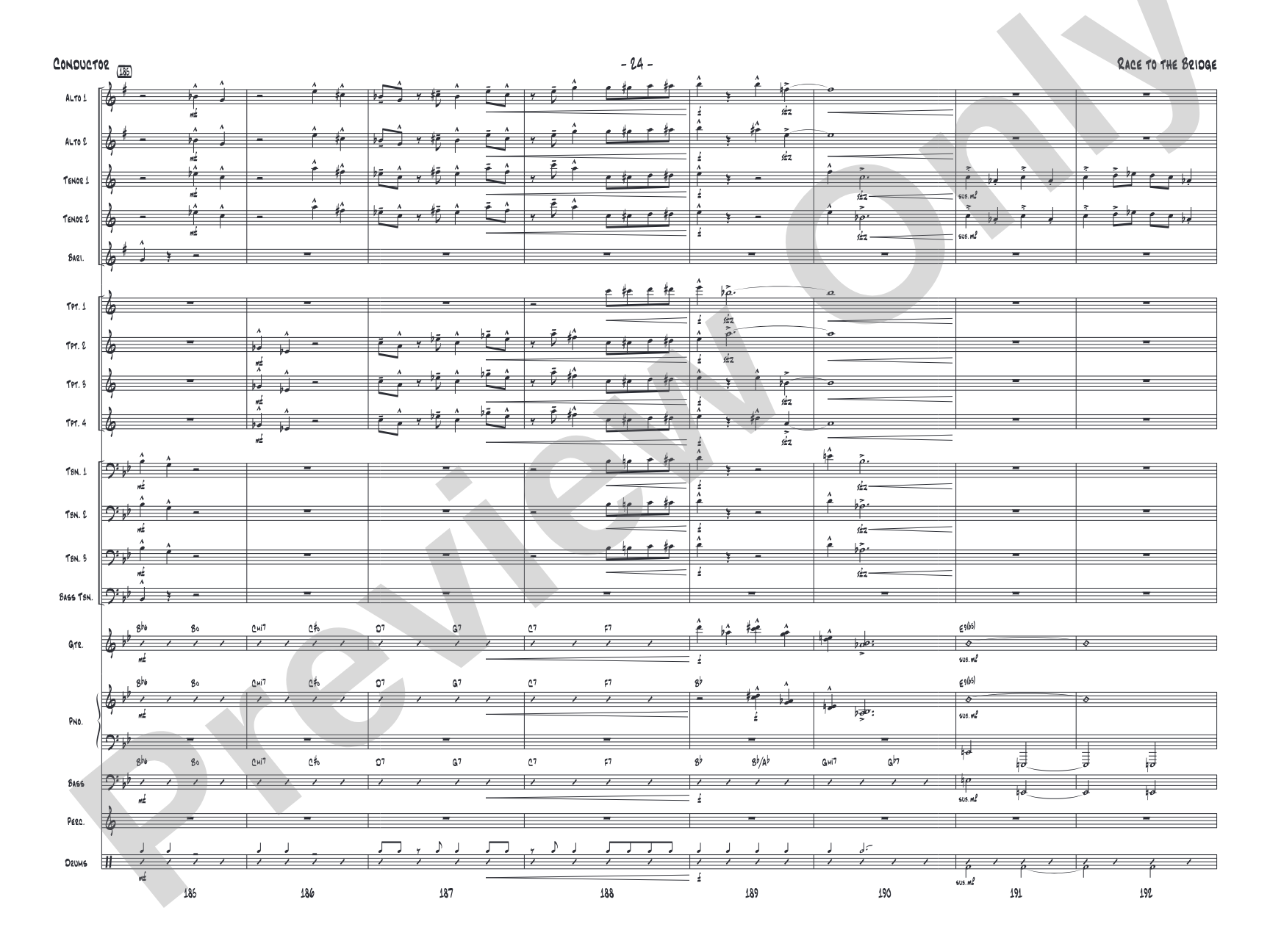 Race to the Bridge: Jazz Ensemble Conductor Score & Parts
