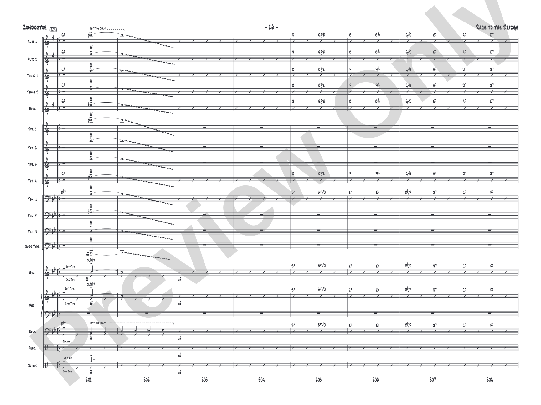 Race to the Bridge: Jazz Ensemble Conductor Score & Parts