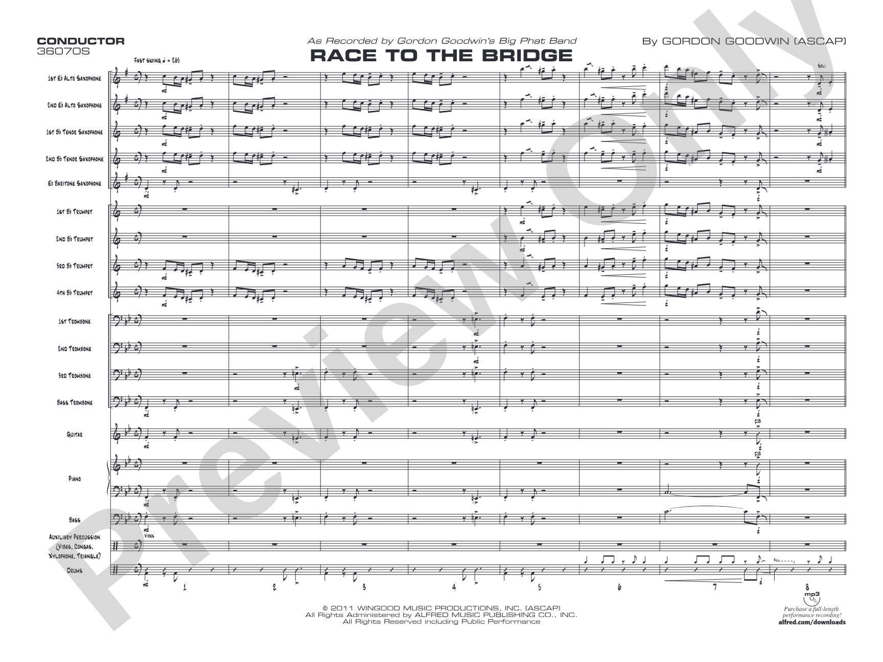 Race to the Bridge: Jazz Ensemble Conductor Score & Parts