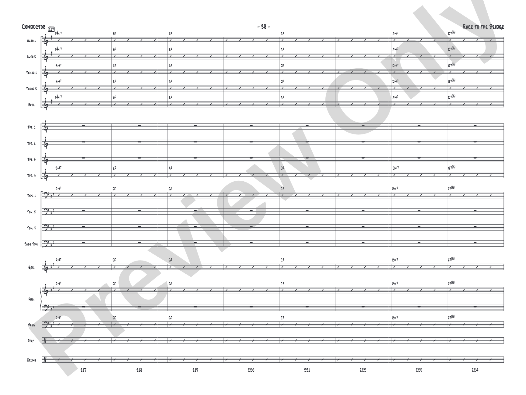 Race to the Bridge: Jazz Ensemble Conductor Score & Parts