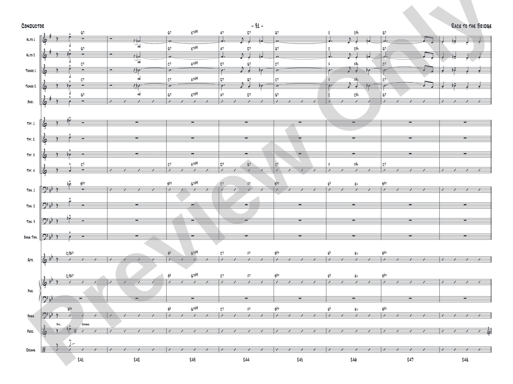 Race to the Bridge: Jazz Ensemble Conductor Score & Parts