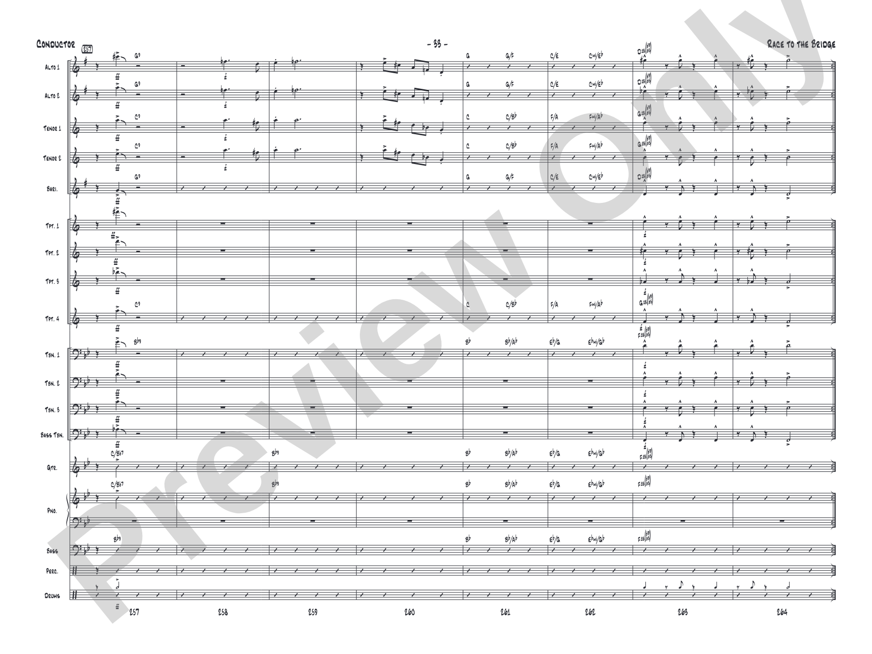 Race to the Bridge: Jazz Ensemble Conductor Score & Parts