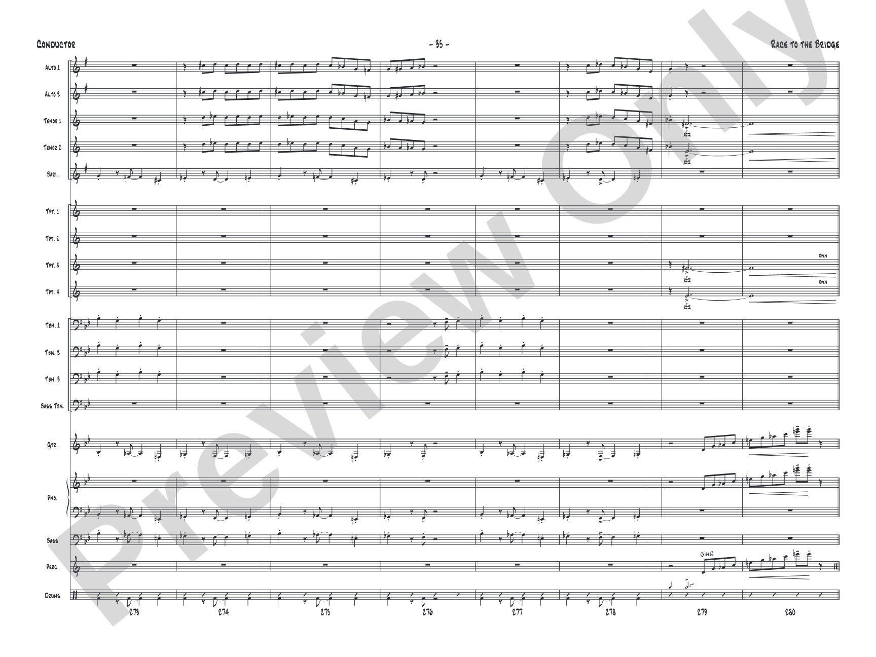 Race to the Bridge: Jazz Ensemble Conductor Score & Parts