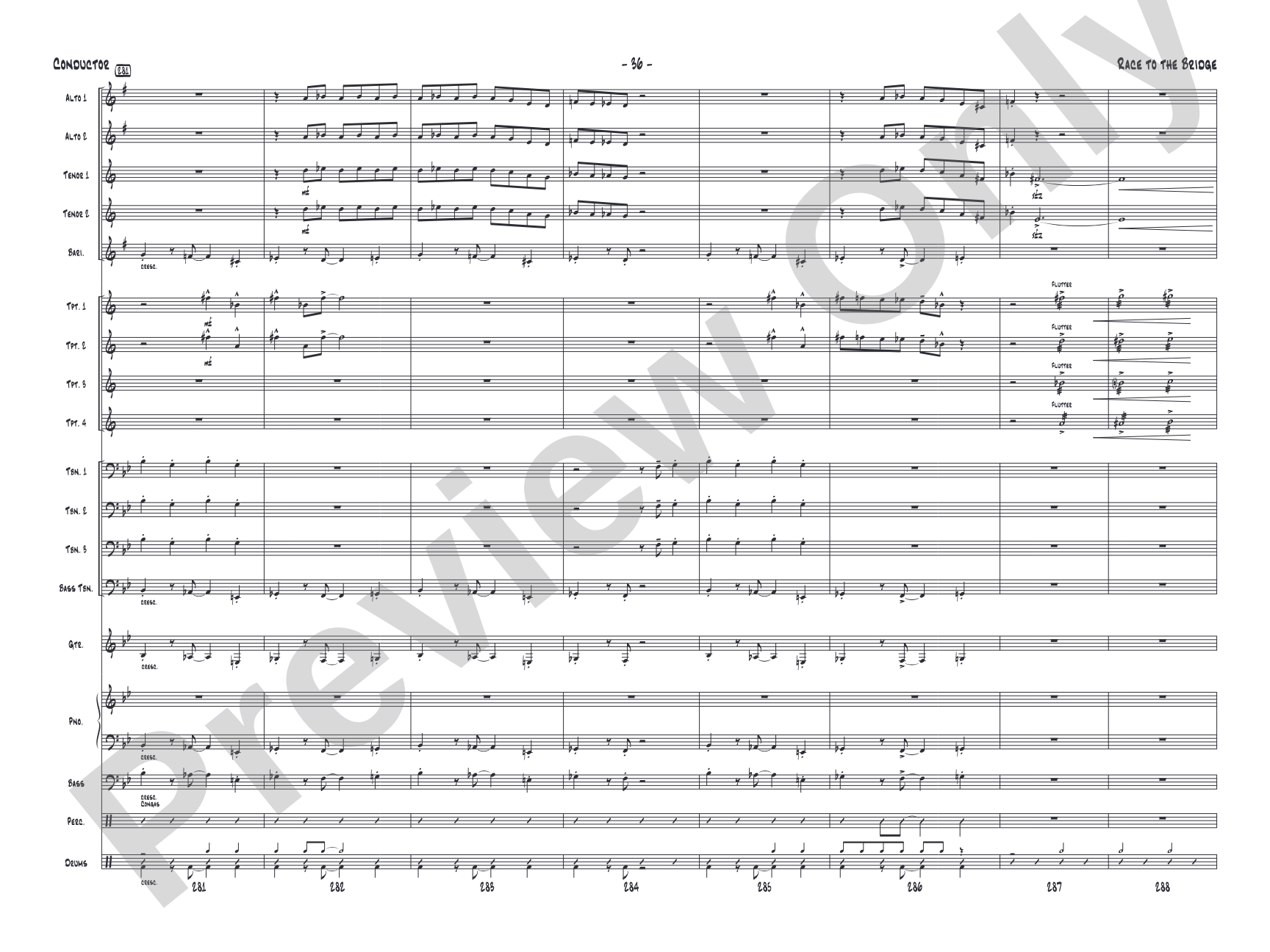 Race to the Bridge: Jazz Ensemble Conductor Score & Parts