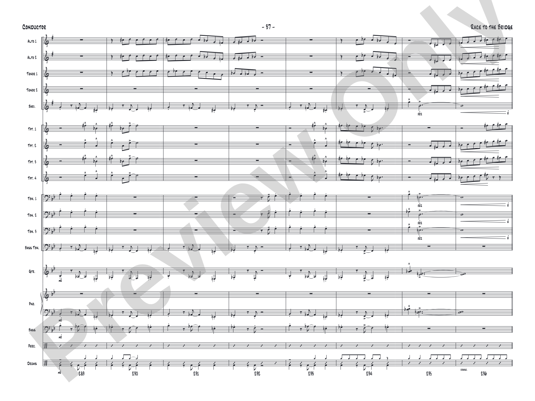 Race to the Bridge: Jazz Ensemble Conductor Score & Parts