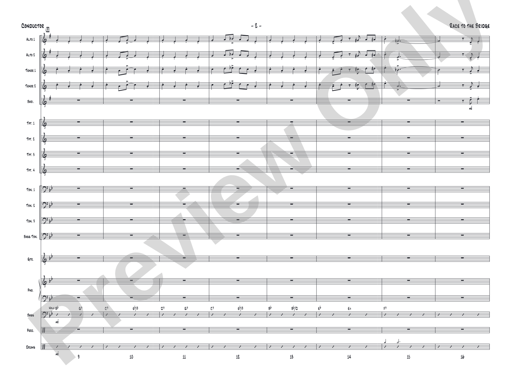 Race to the Bridge: Jazz Ensemble Conductor Score & Parts